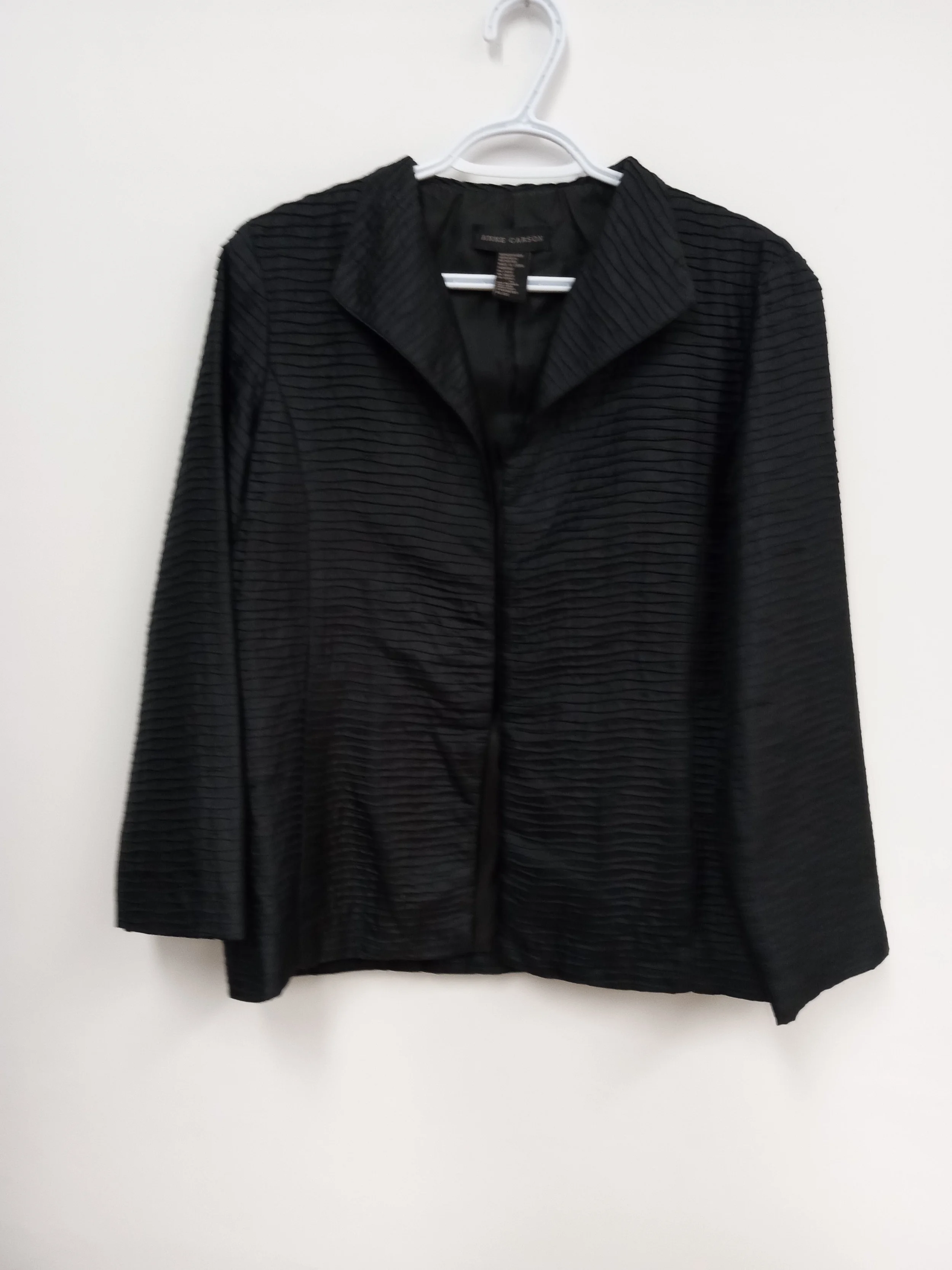 Veston noir, 100% soie, Anne Carson, Taille M