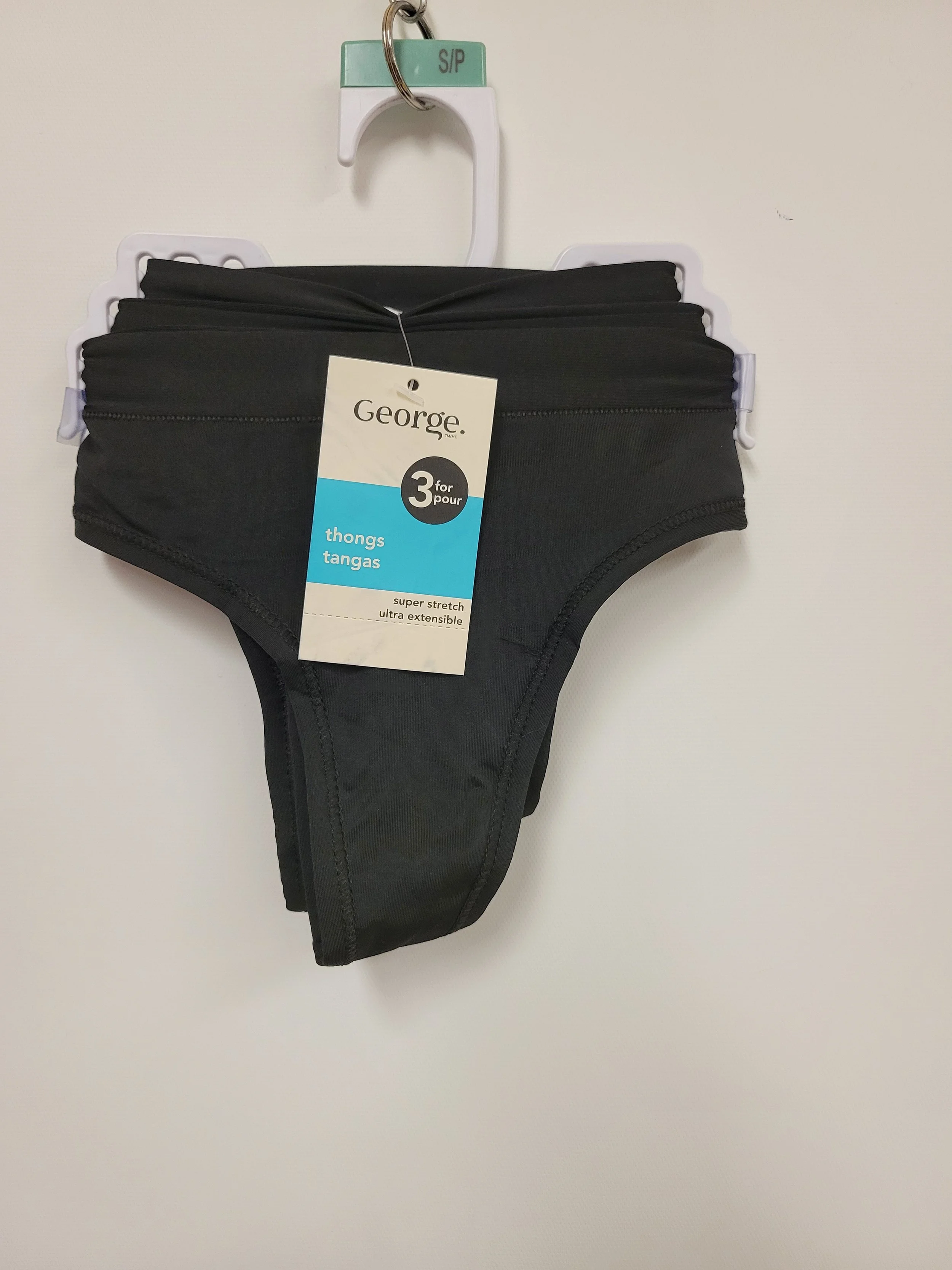 NEUF - 3 culottes tangas noires super extensibles, George, S