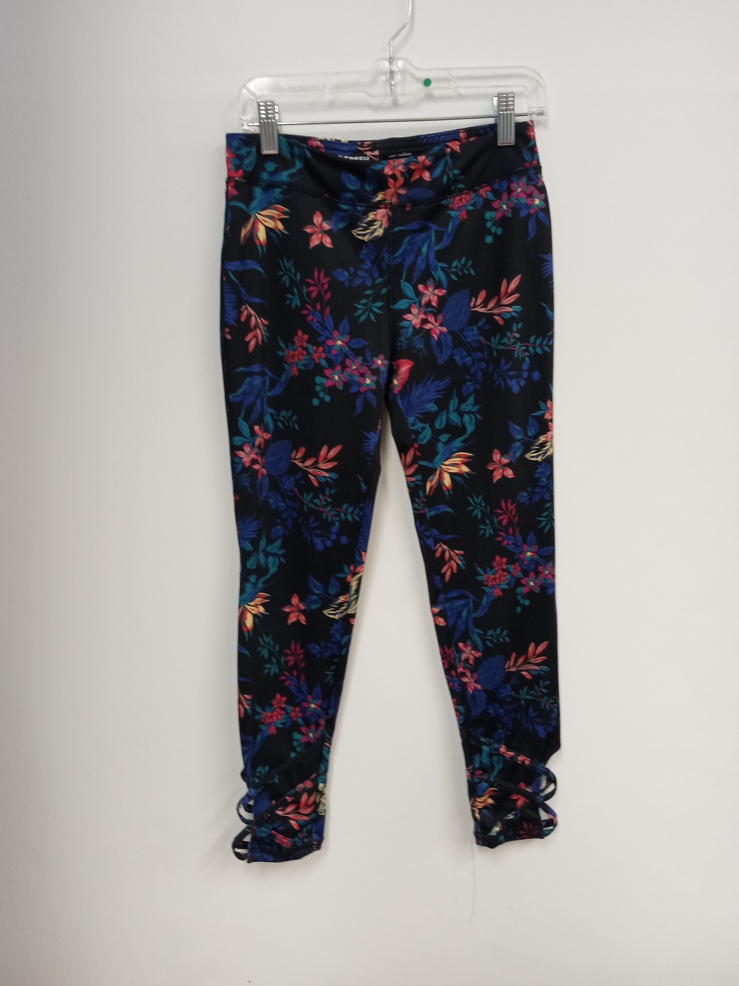legging noir a motif fleuri multicolore, joe fresh, taile 10-12
