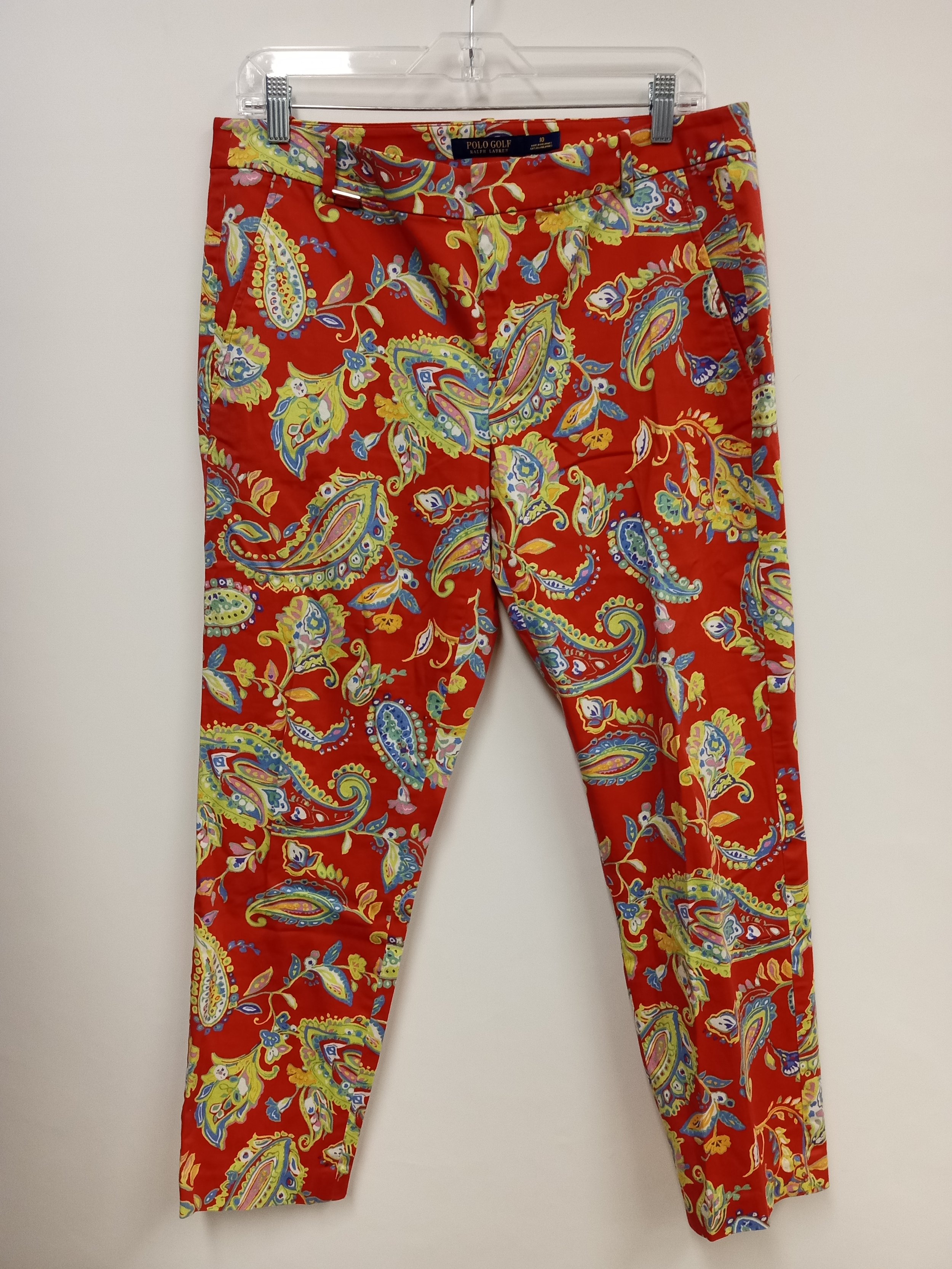 Pantalon corail, motif paisley, Polo Golf Ralph Lauren, taille 10