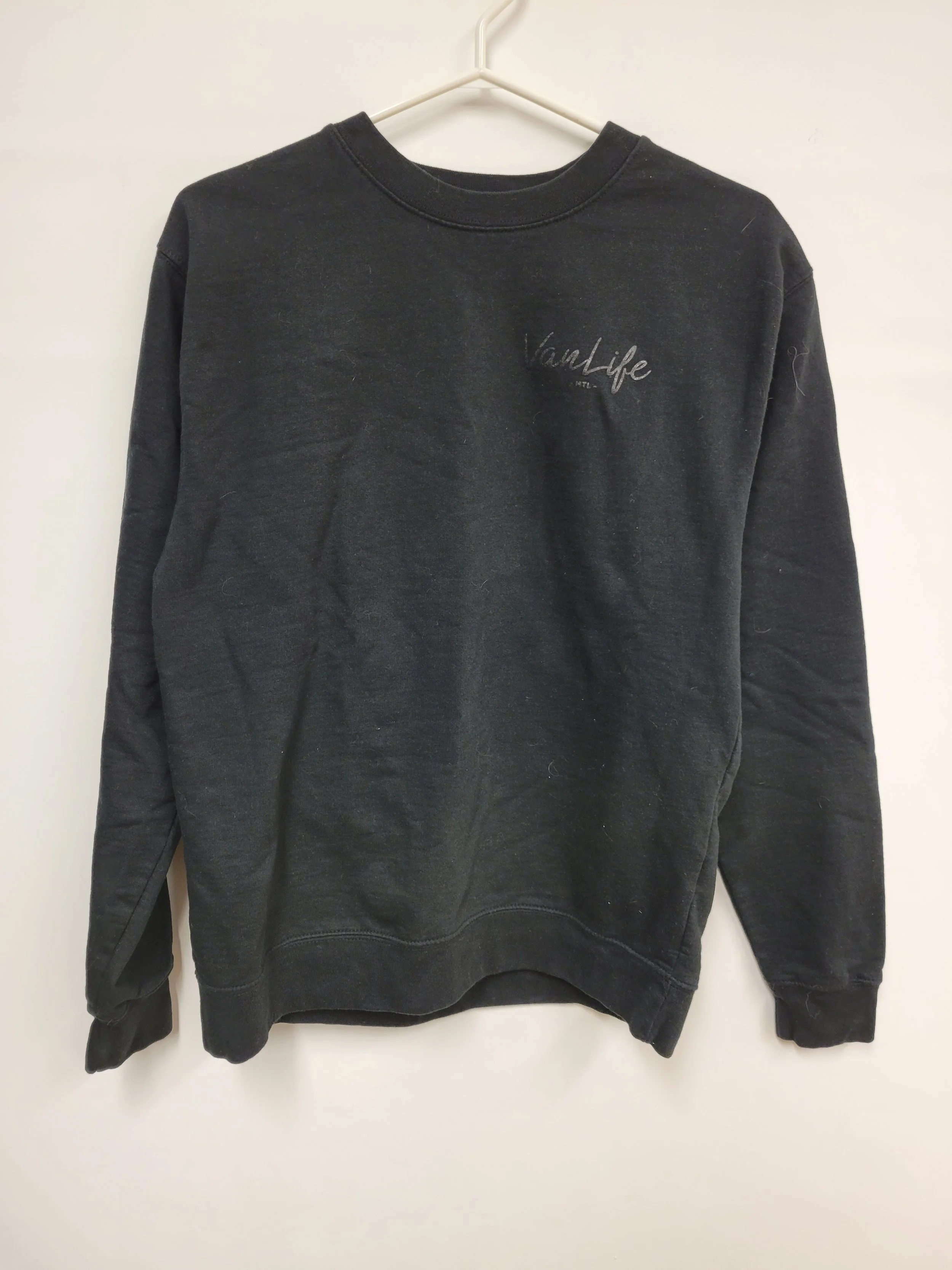 Crewneck noir 80% coton, Van Life MTL, M