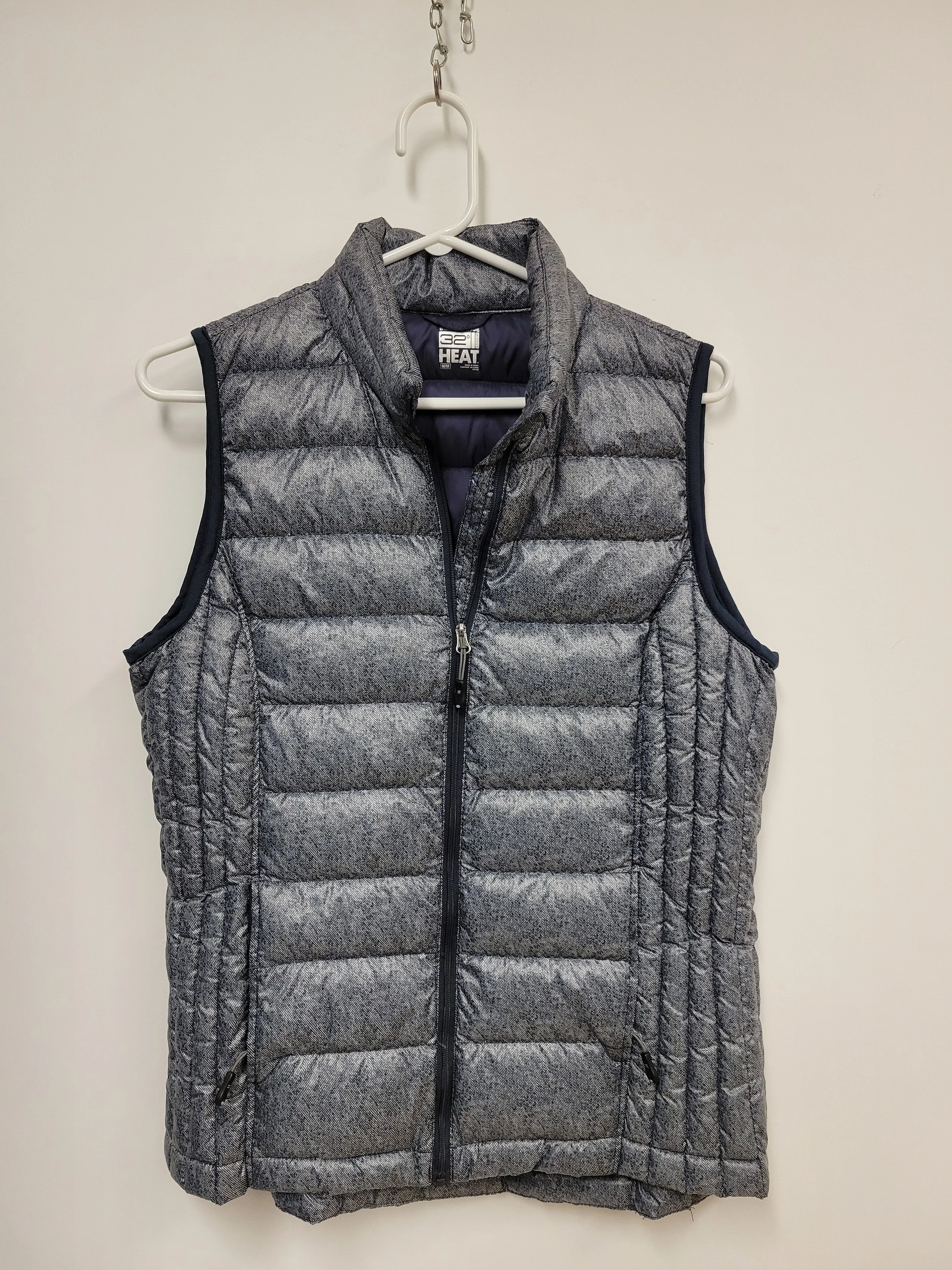 Veste sans manches (duvet et plumes) avec 2 poches, Bleu-gris, HEAT, M