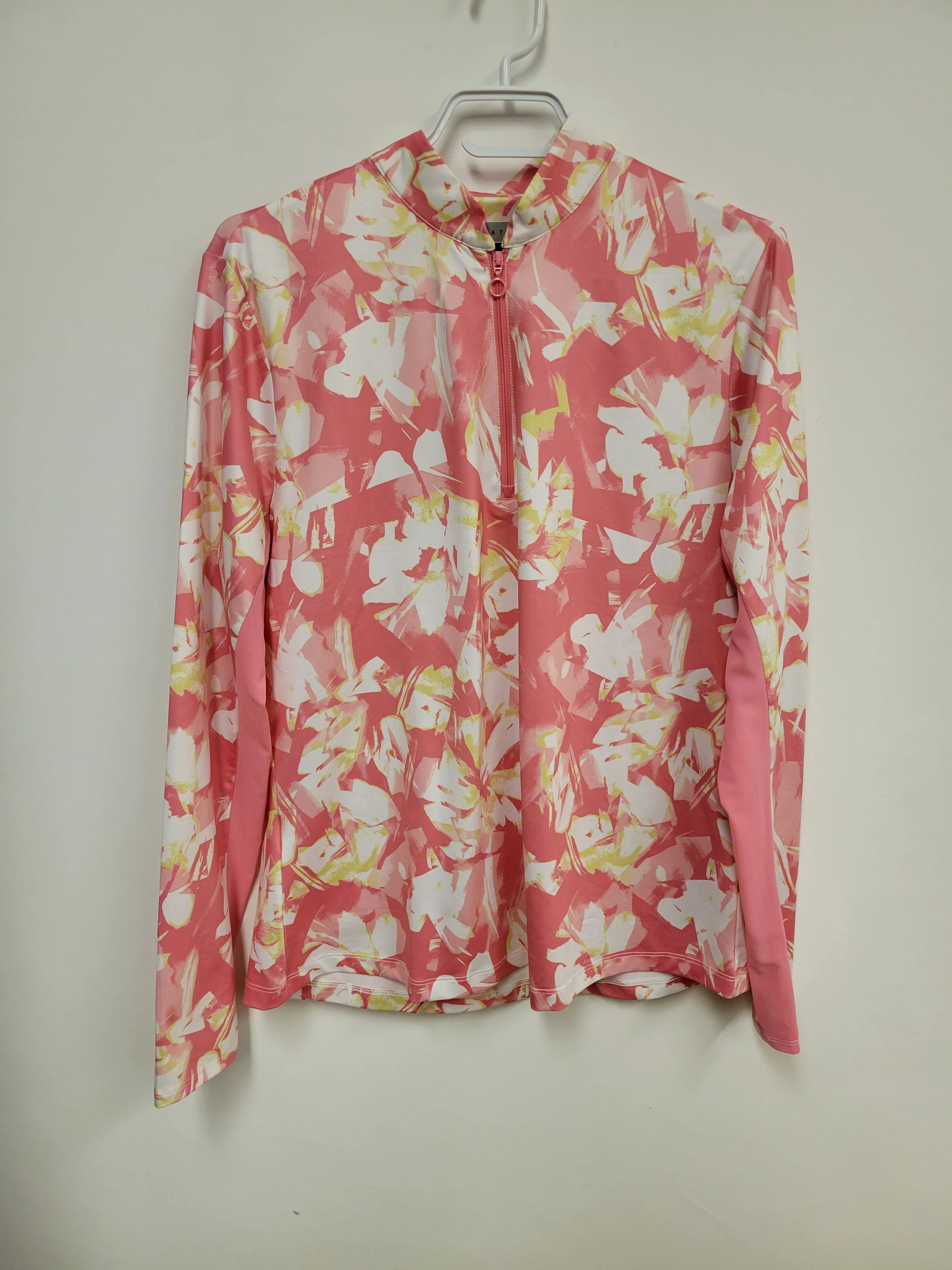 Veste zip 1/4 respirante, rose motif blanc, PGA Tour, L