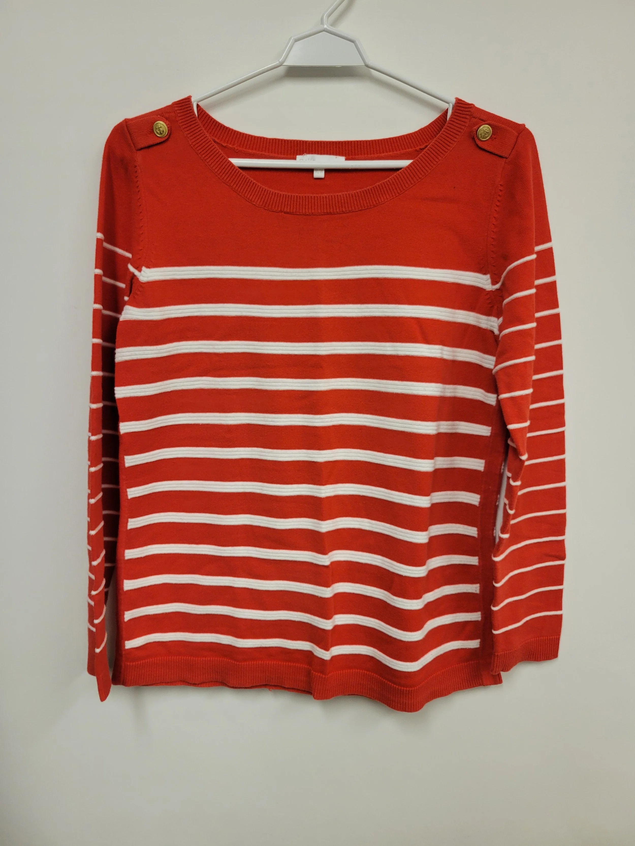 Chandail rayé rouge et blanc 100% coton, Dalia, M