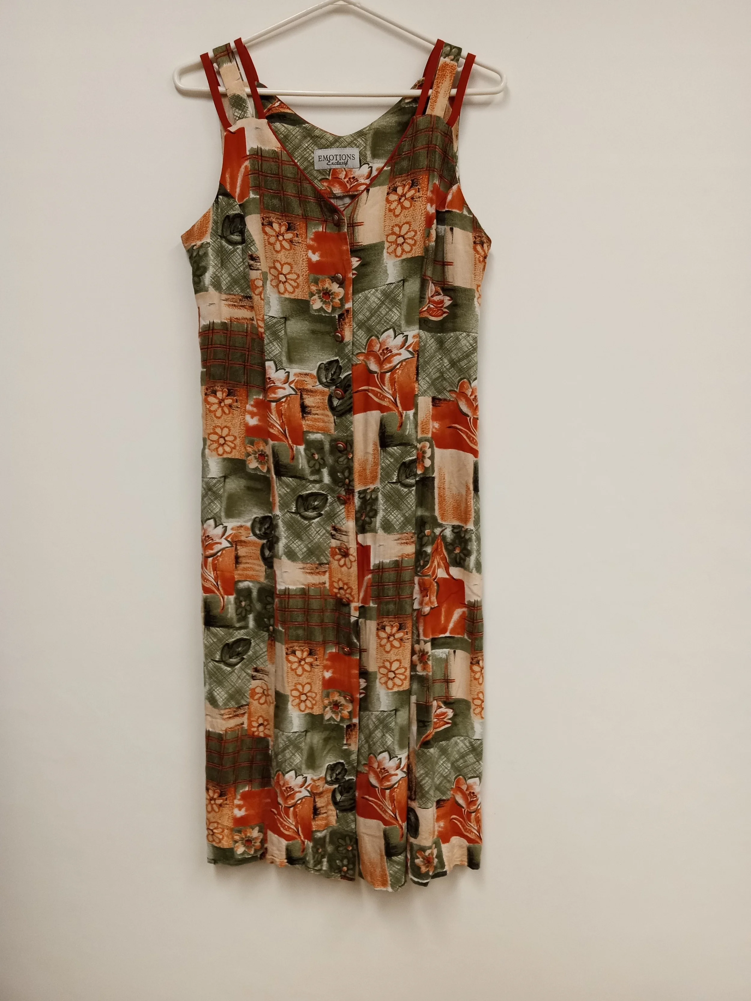 Robe longue, vert, beige et orange, Émotions, Taille 13