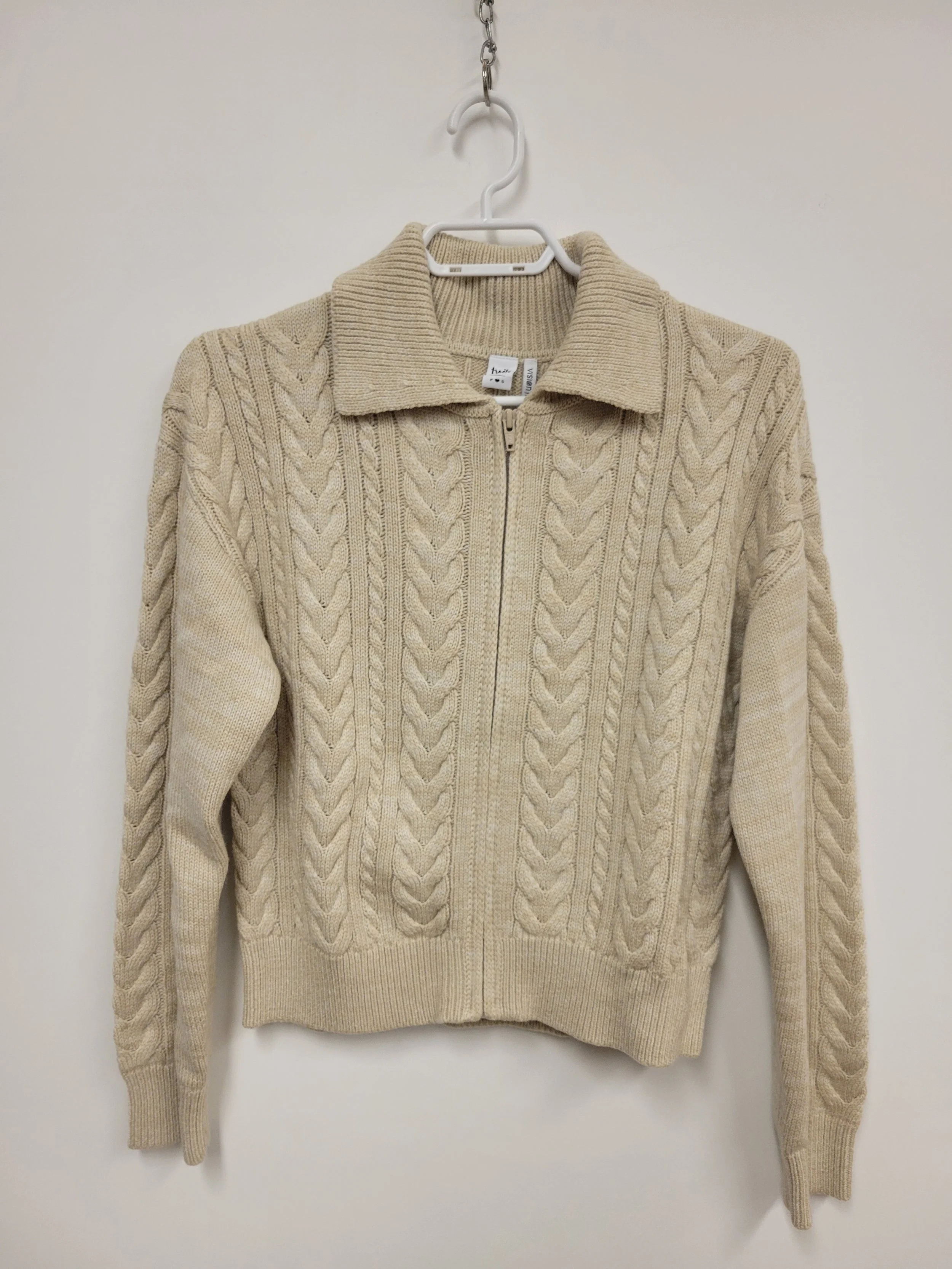 Chandail avec fermoir éclair, tricot beige TWIK, S