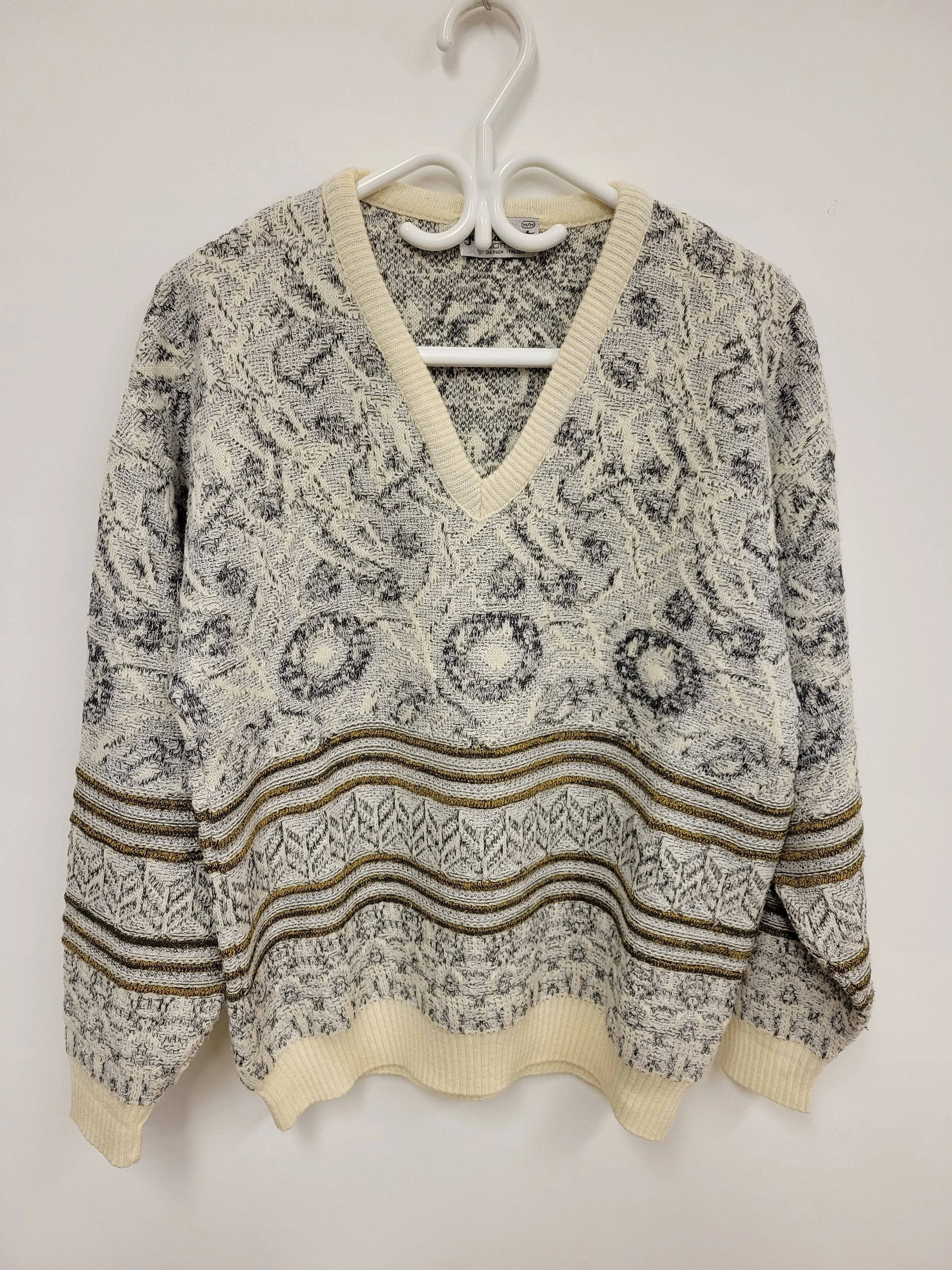 Chandail en tricot, motif gris/blanc, Guy Laurent, M hommes
