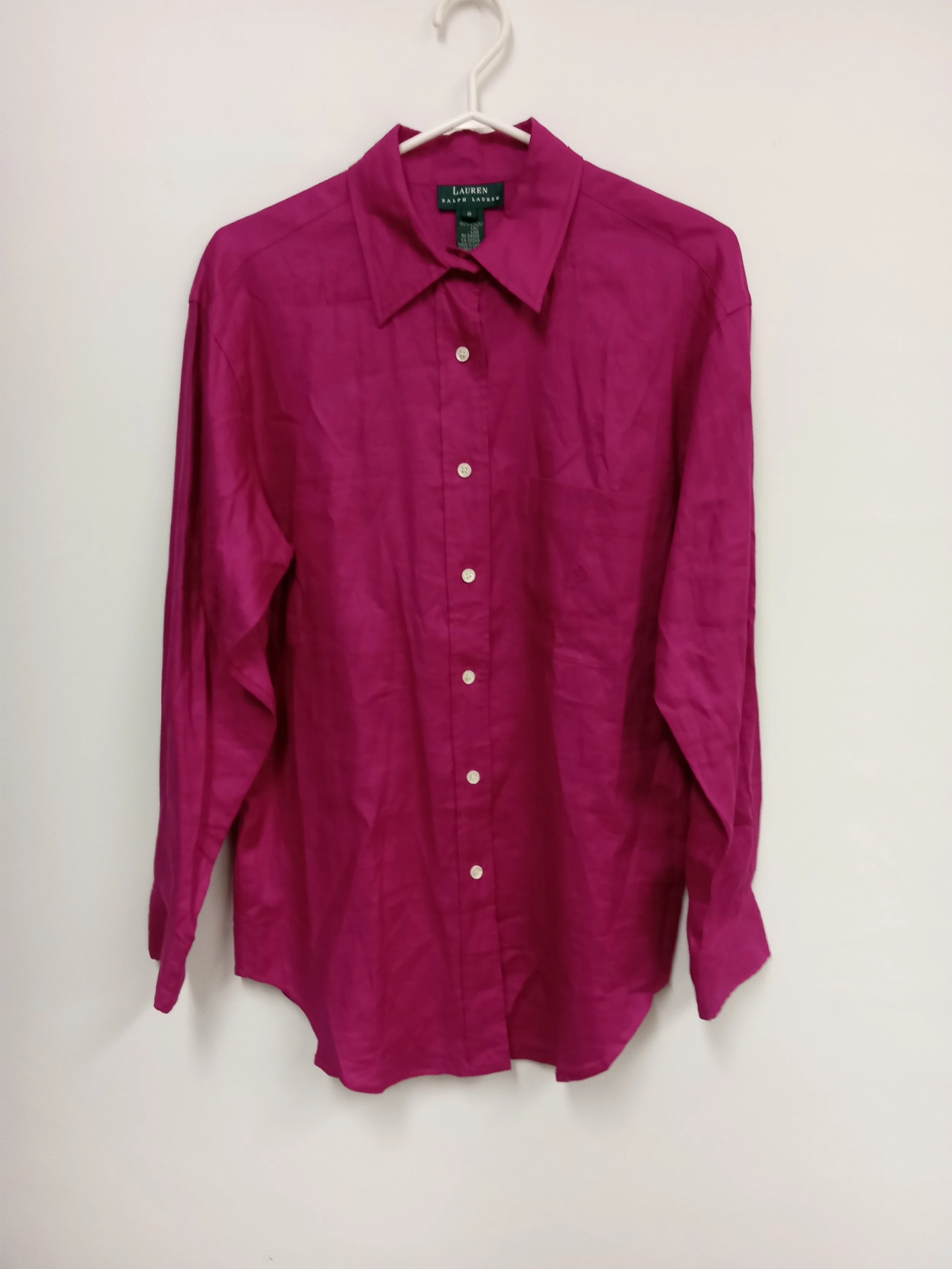 Haut fushia en 100% lin, Ralph Lauren, 8 (M)