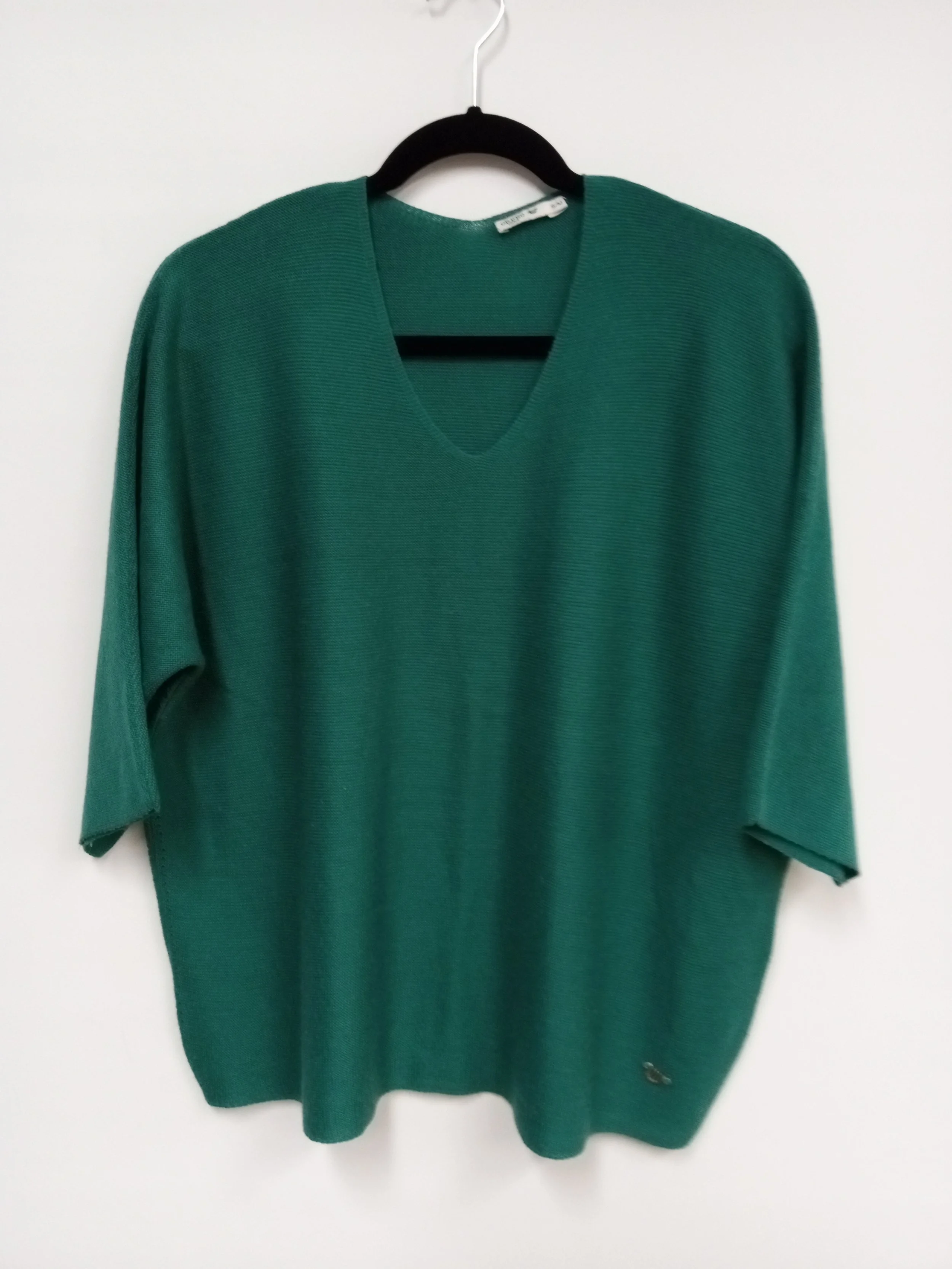 Chandail vert, 30% laine, ample, Orfeo Paris, S-M,