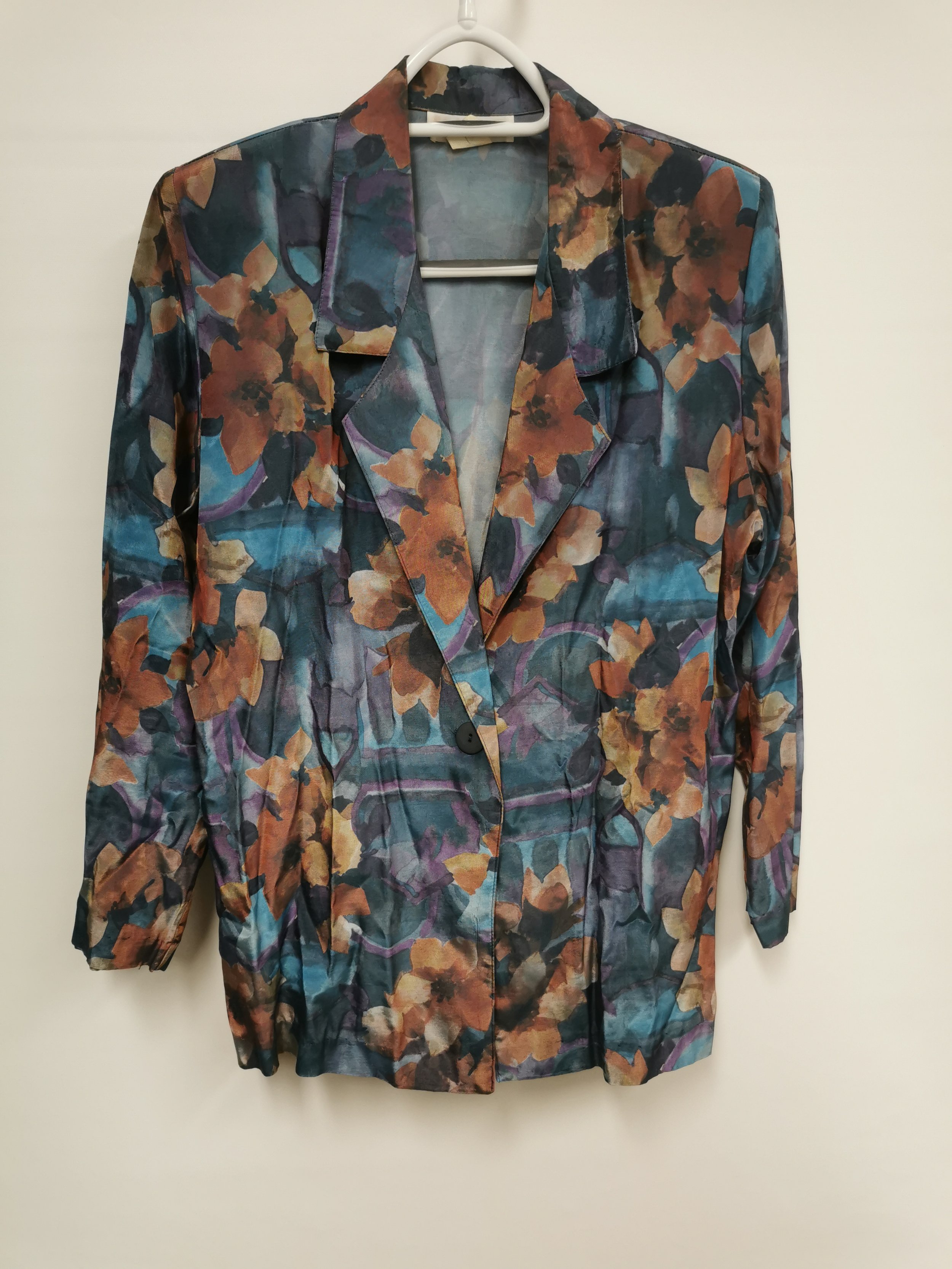Veston léger satiné floral, Kenneth Mitchell, taille 4 (S)