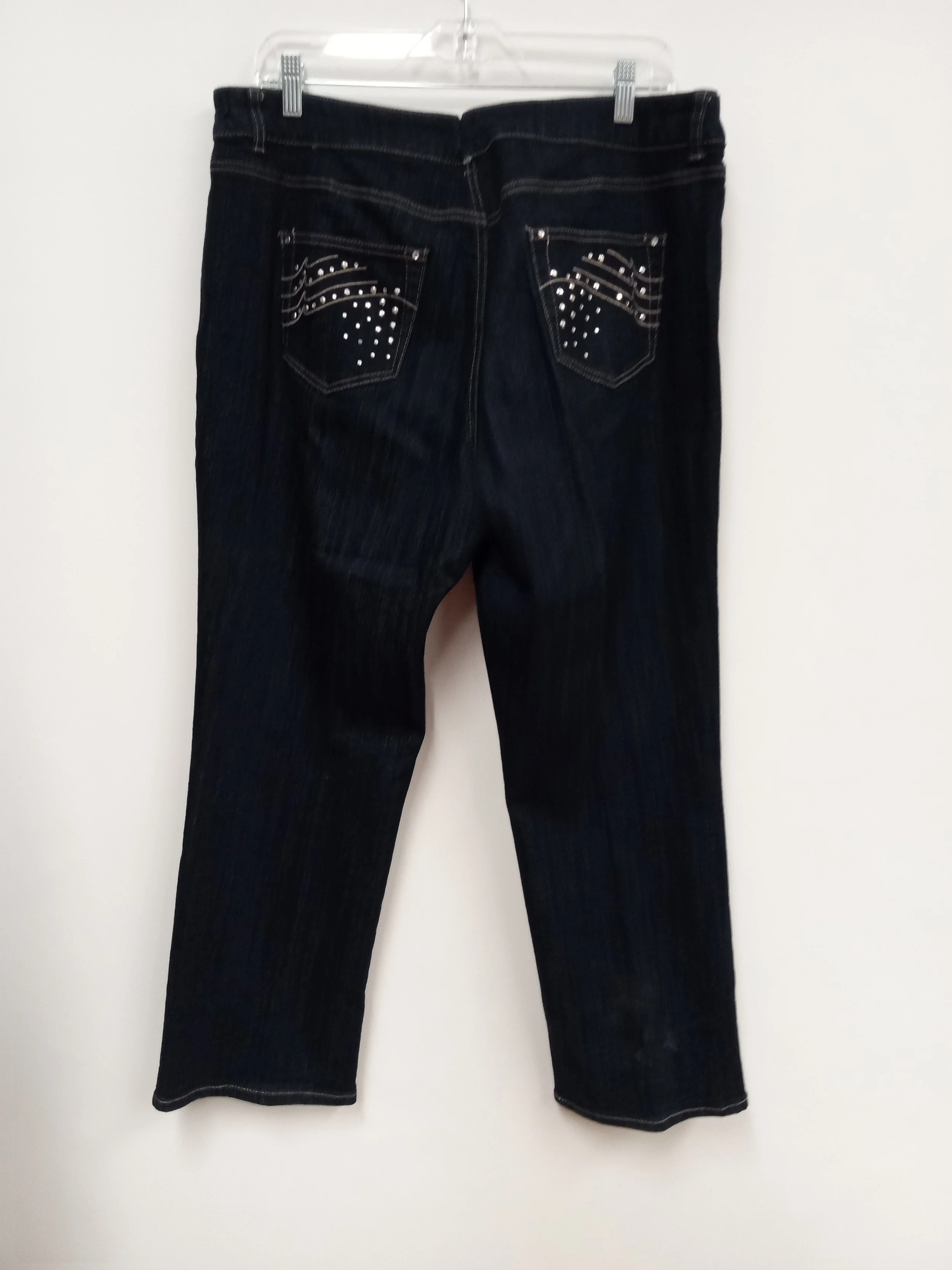 Jean bleu foncé, 99% coton, paillettes, Tradition, Taille 14