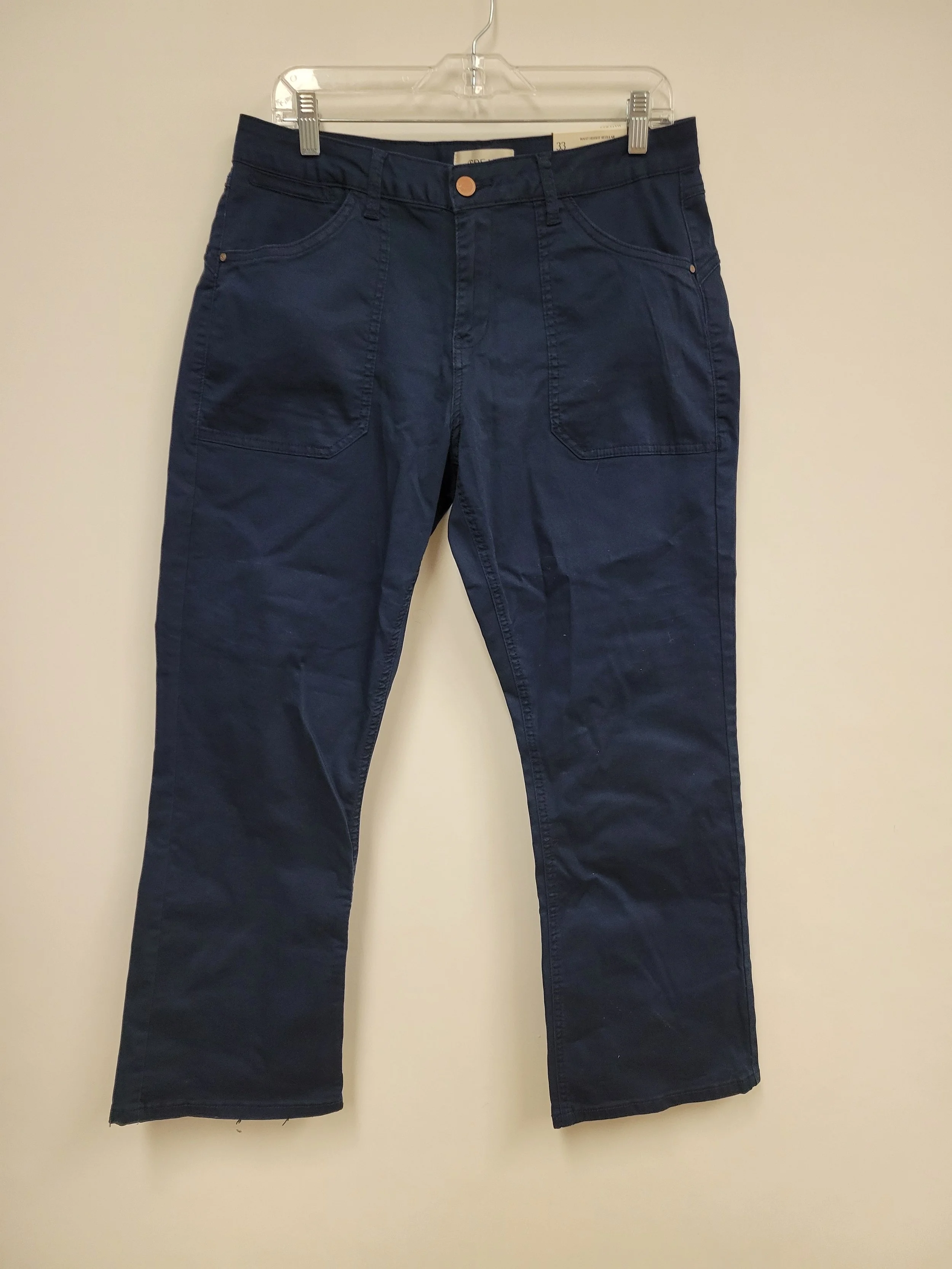 Neuf - Pantalon style jean, marine, 98% coton, taille 33