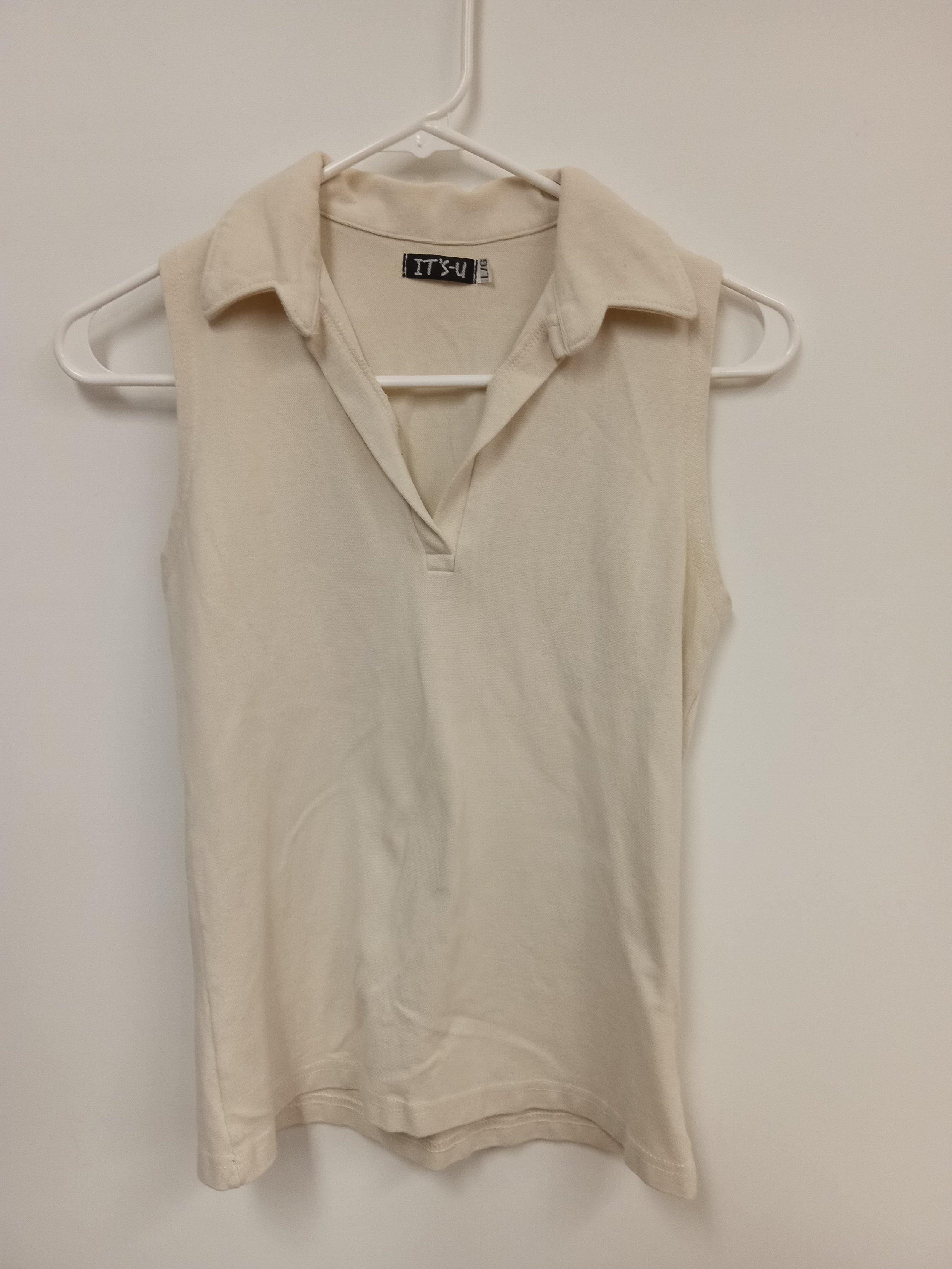 Haut sans manches, coton blanc cassé, It's U, taille L/G