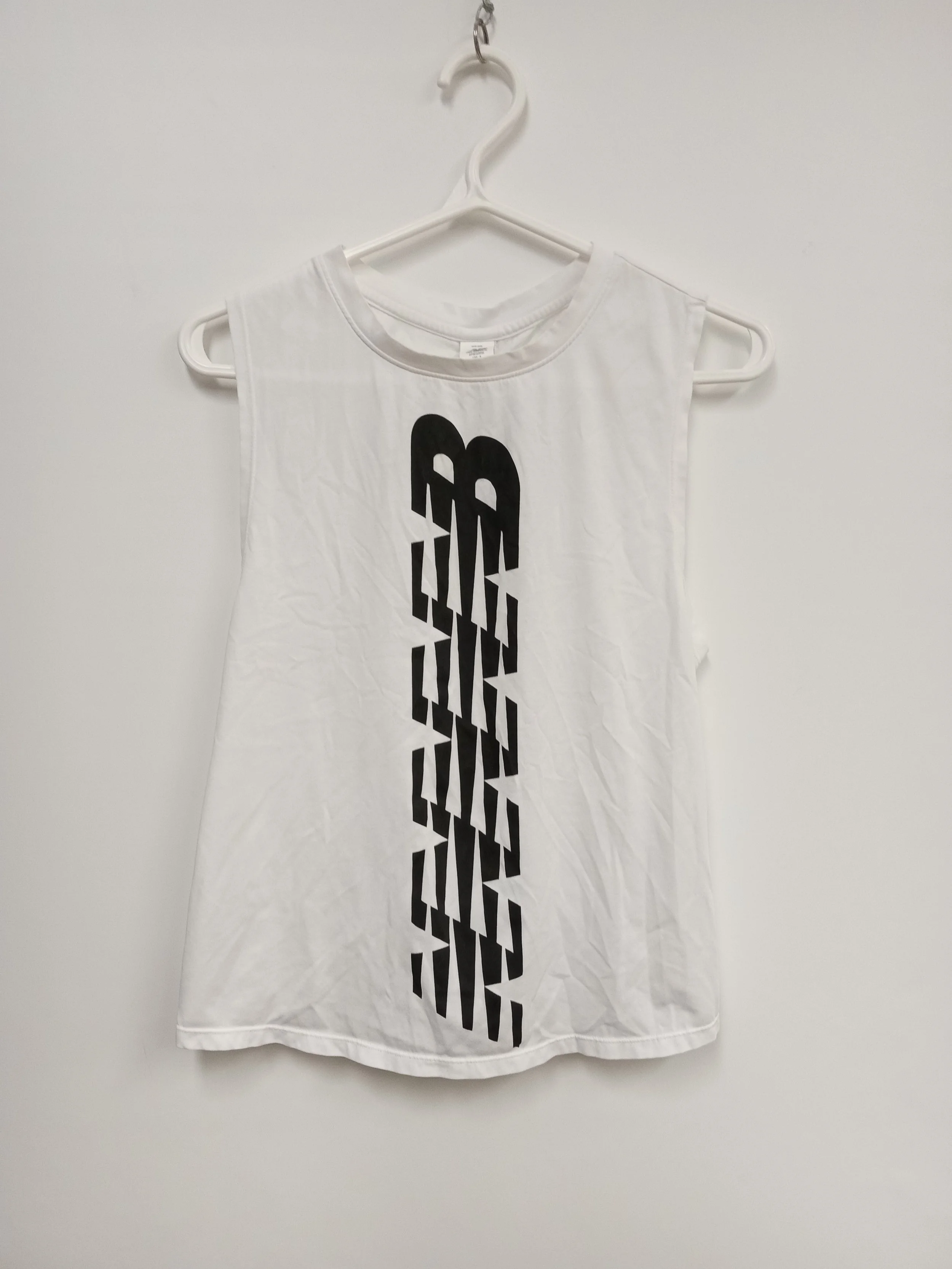haut blanc sport sans manche, 60% coton, new balance, S