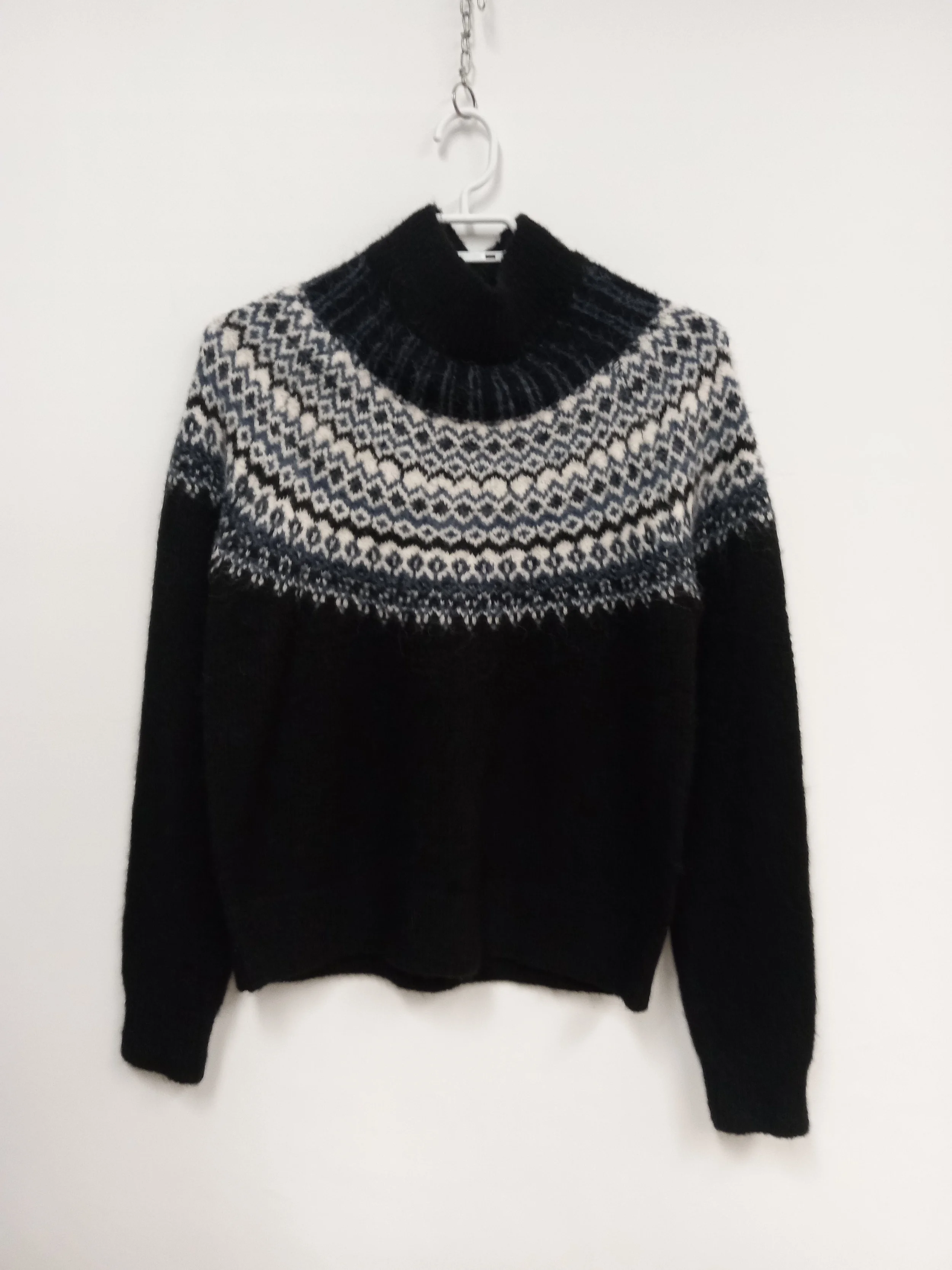 Chandail jackart en laine douce (Fibres recyclées), Noir, blanc, bleu, SIMONS (Contemporaine), S