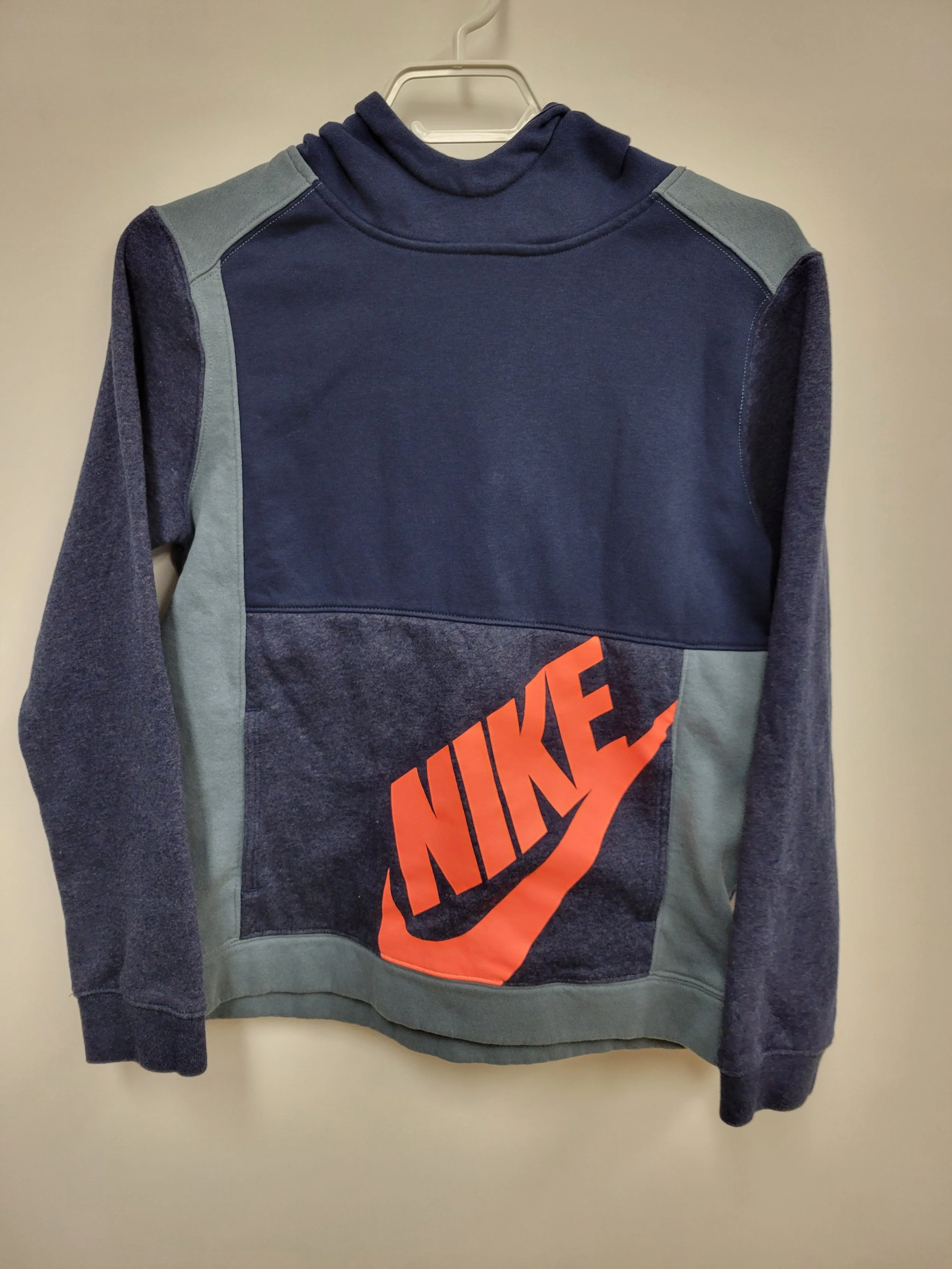 Hoodie bleu logo orange, Nike, junior L