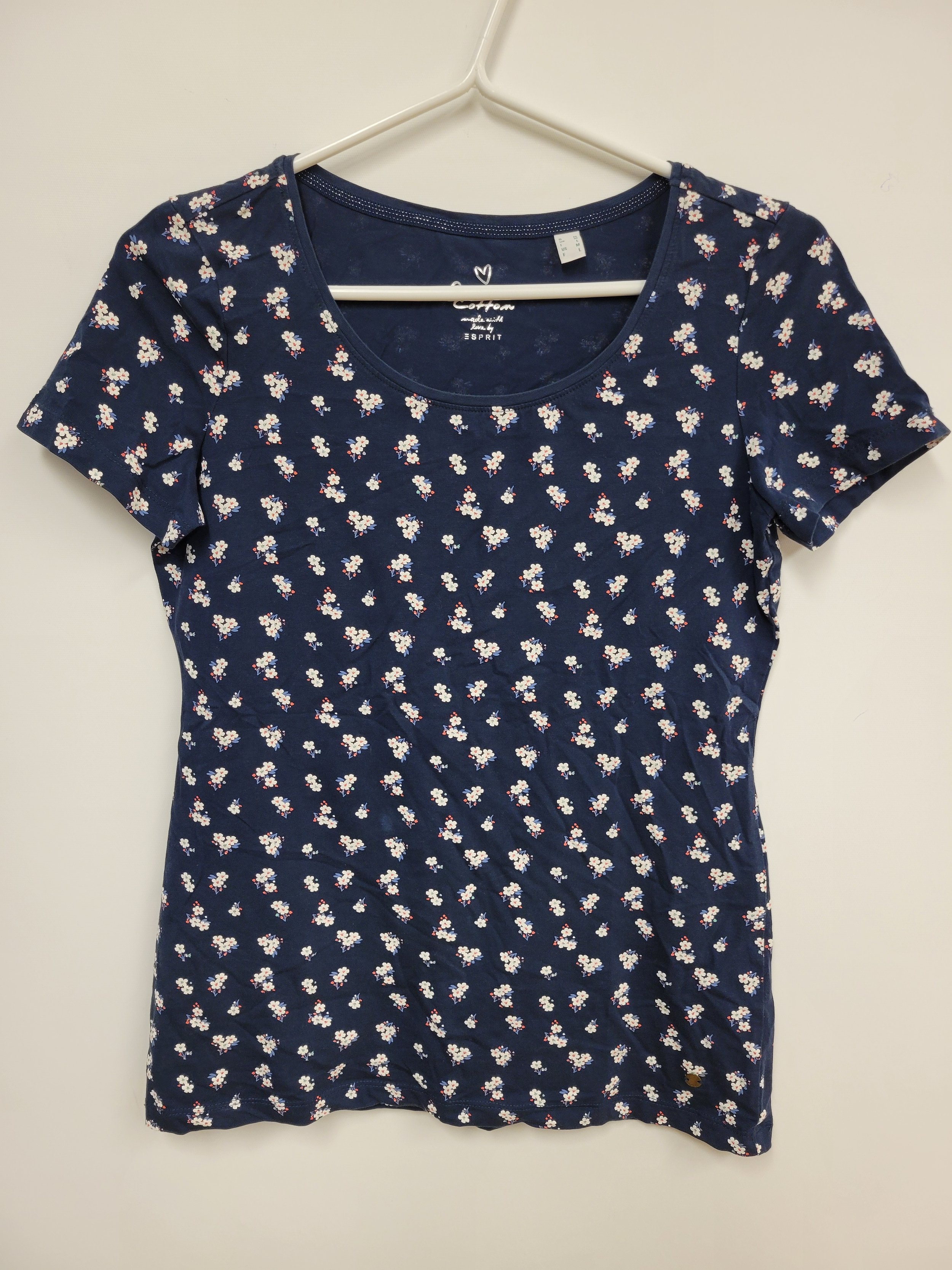 t-shirt marine fleuri, esprit, taille M
