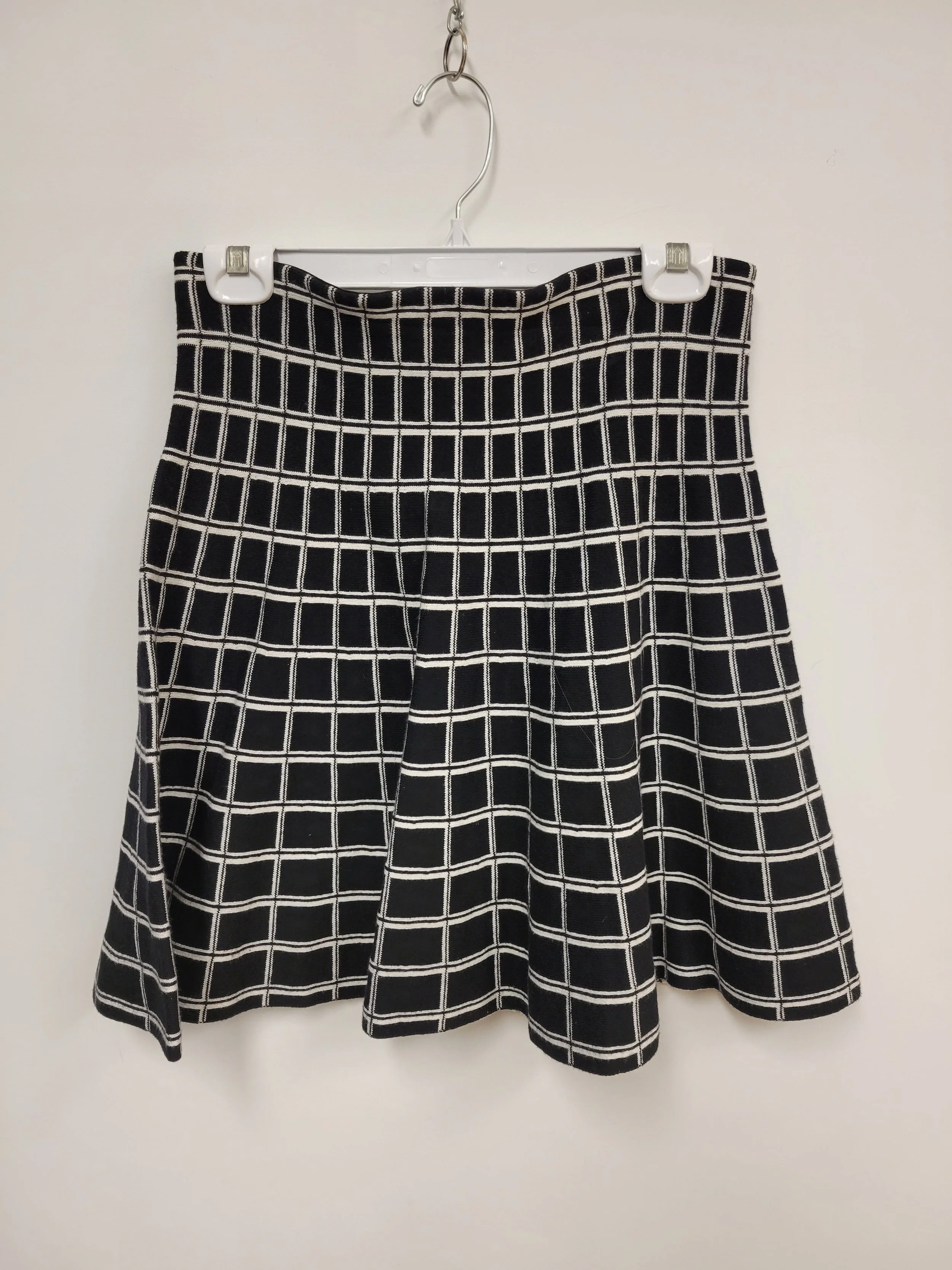 Jupe à carreaux, noir et blanc crème, taille élastique, Cynthia Rowley, M