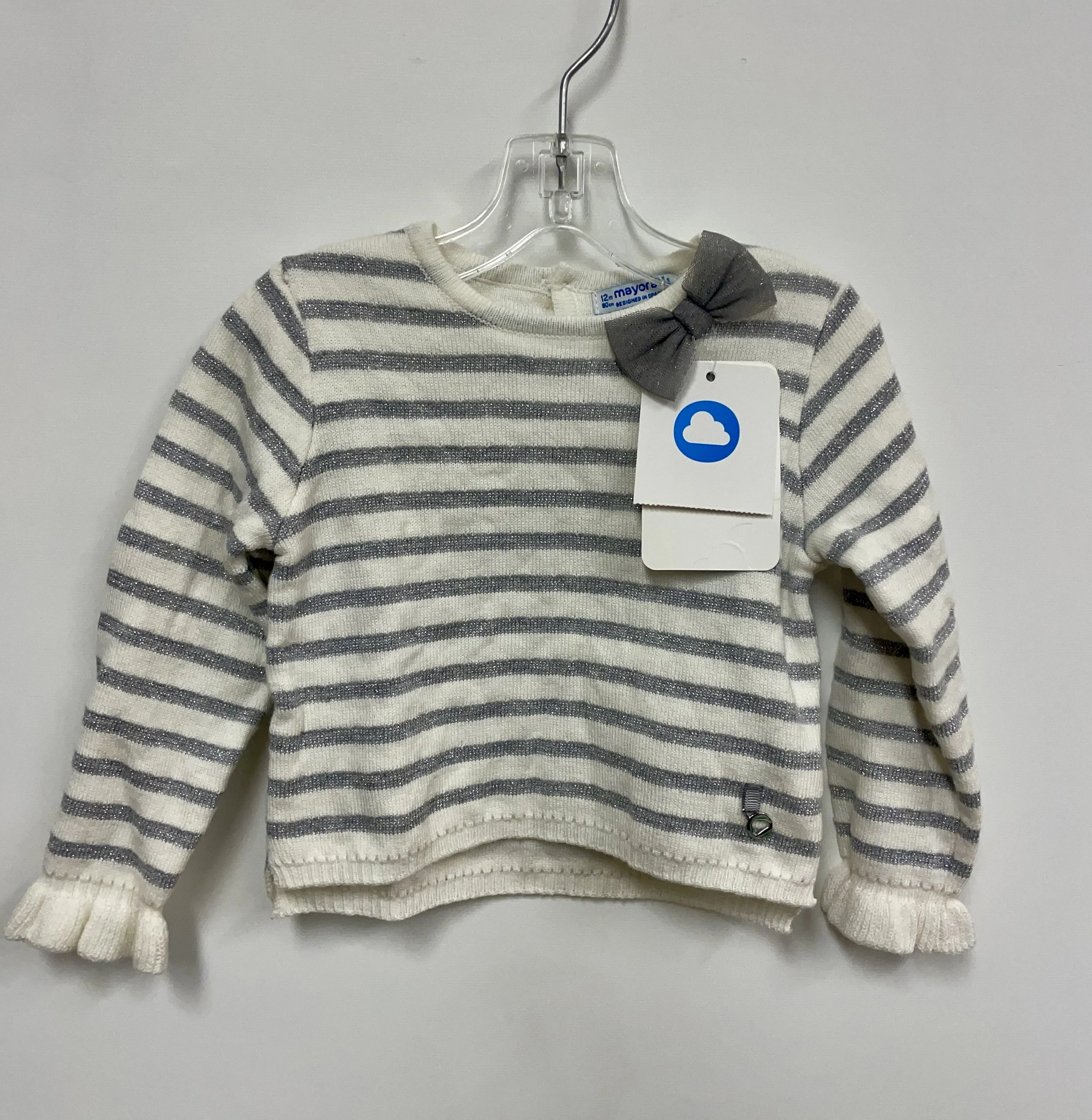 NEUF, chandail blanc et gris scintillant, MAYORAL, 12 mois.