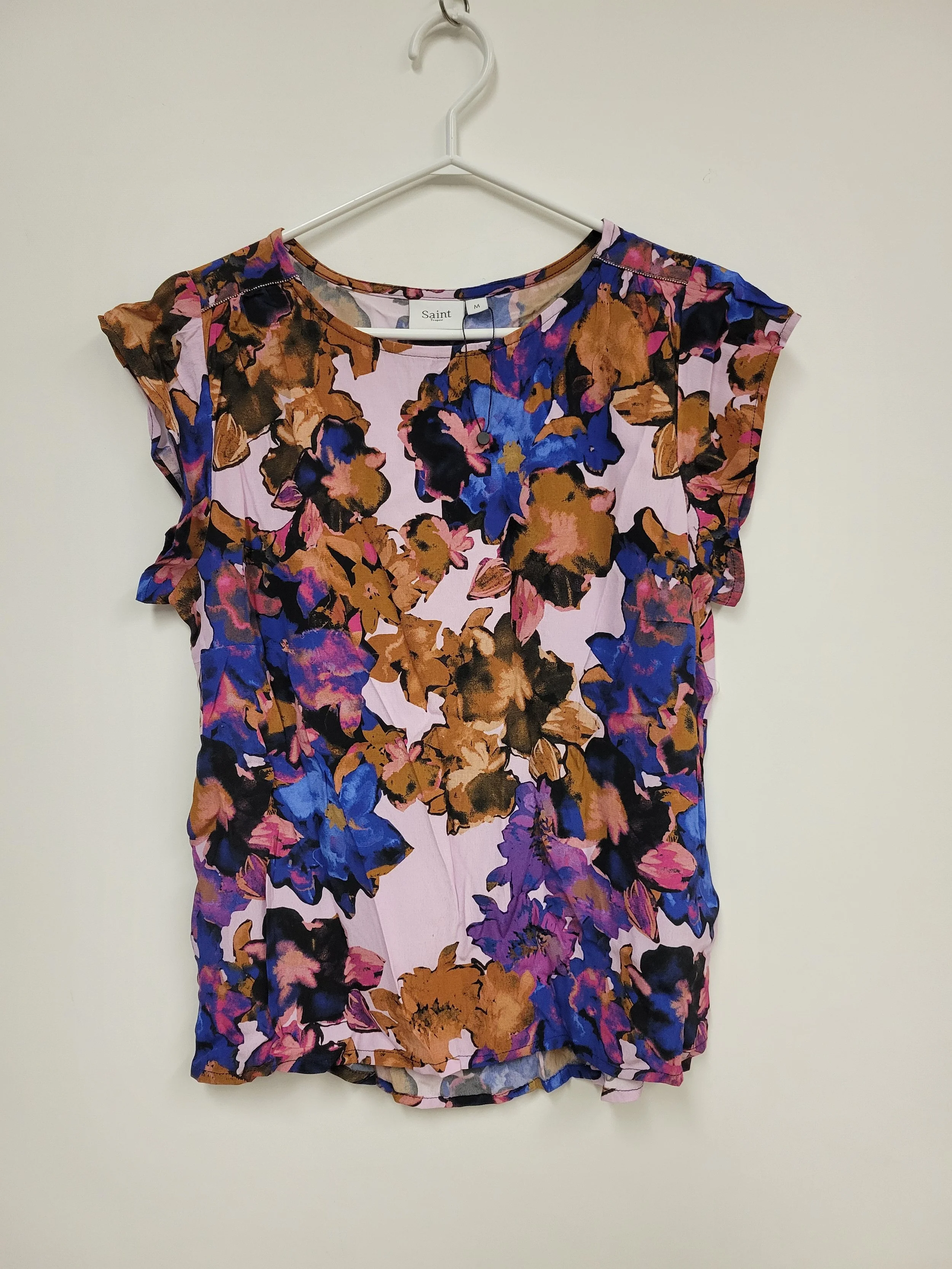 NEUF - Chemisier léger multicolore, petites manches, Saint Tropez, M