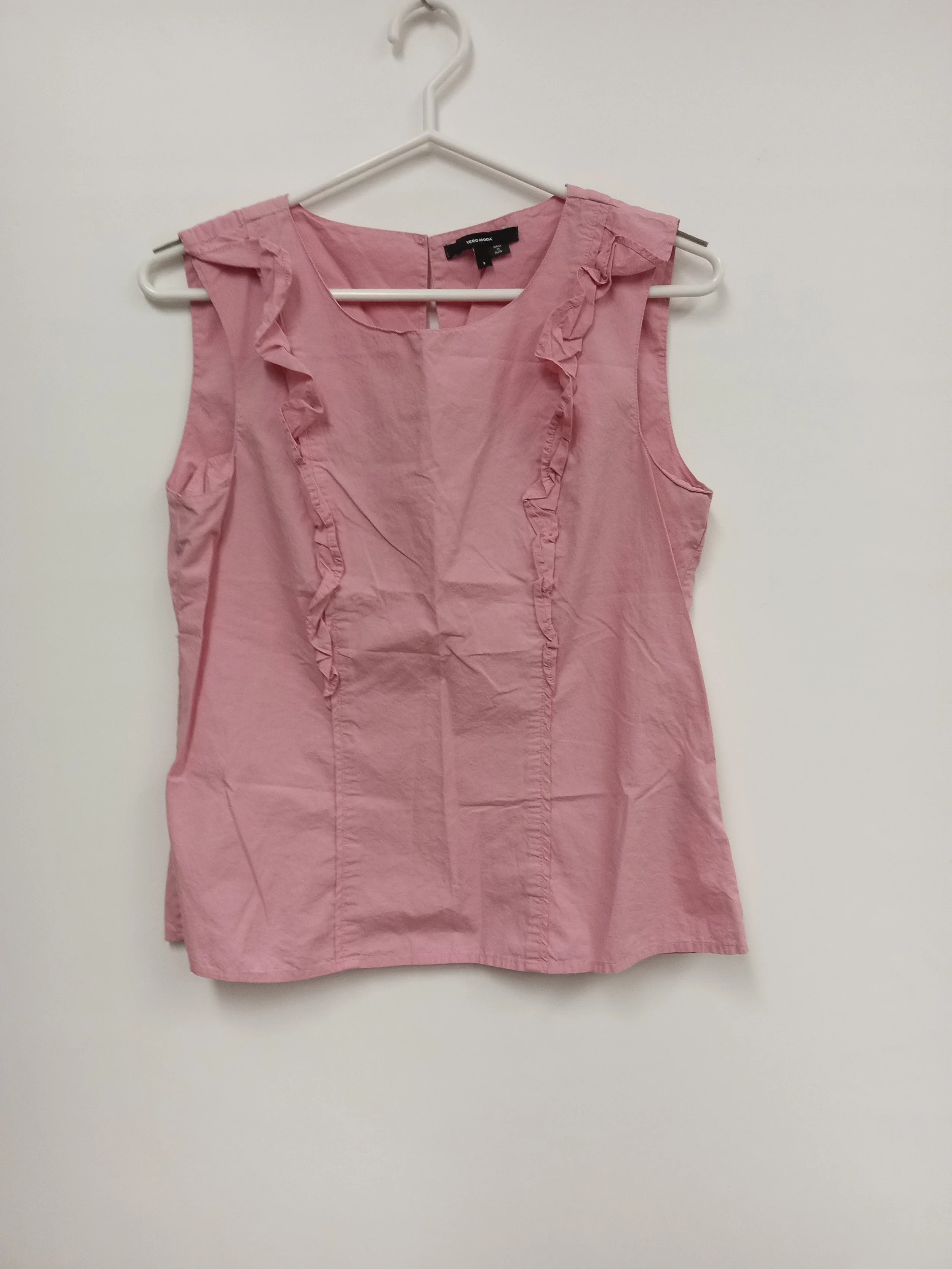 Haut rose avec frise à l'avant en coton, Vero Moda, S