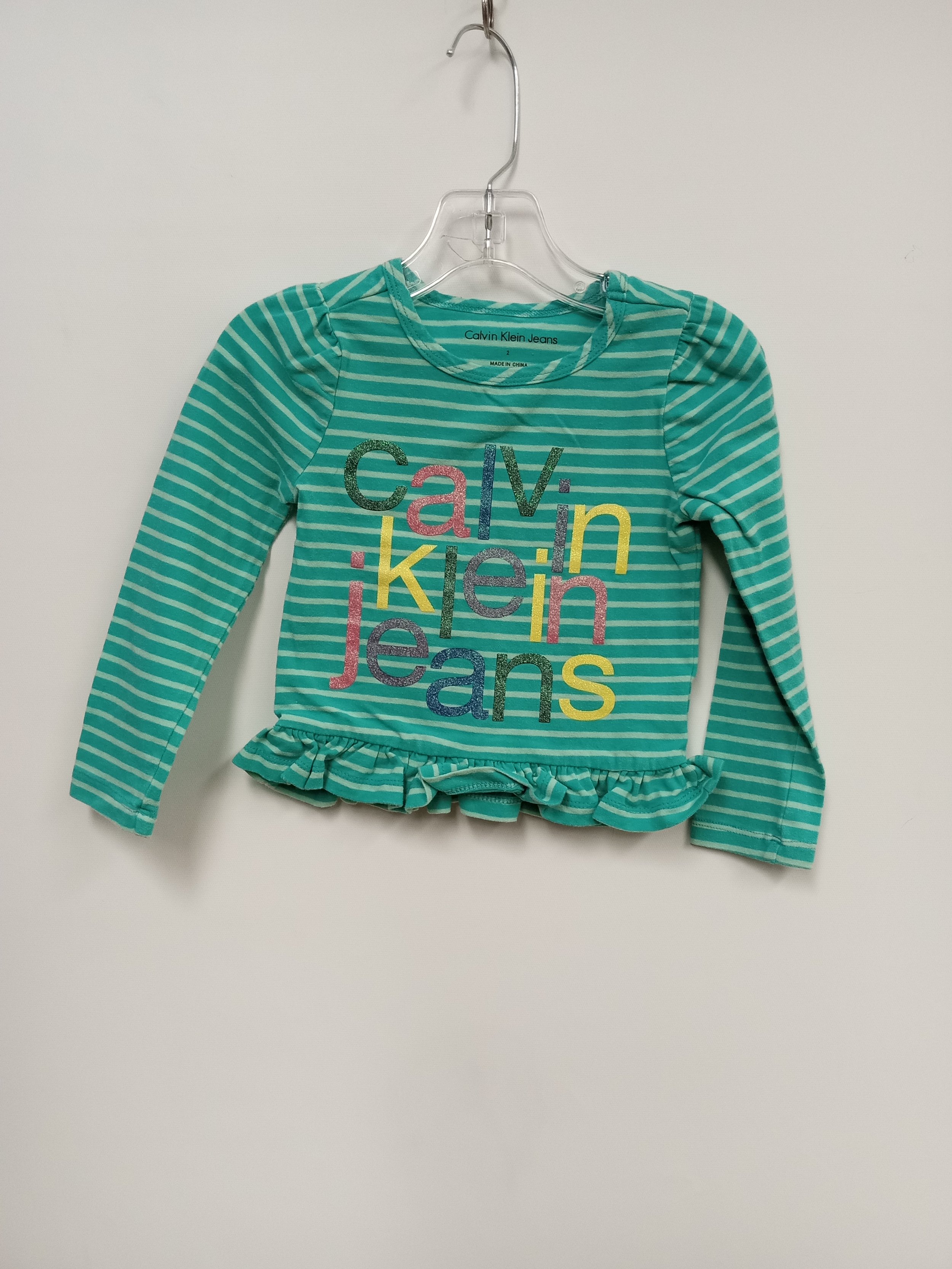Haut manches longues, turquoise, Calvin Klein, 2 ans