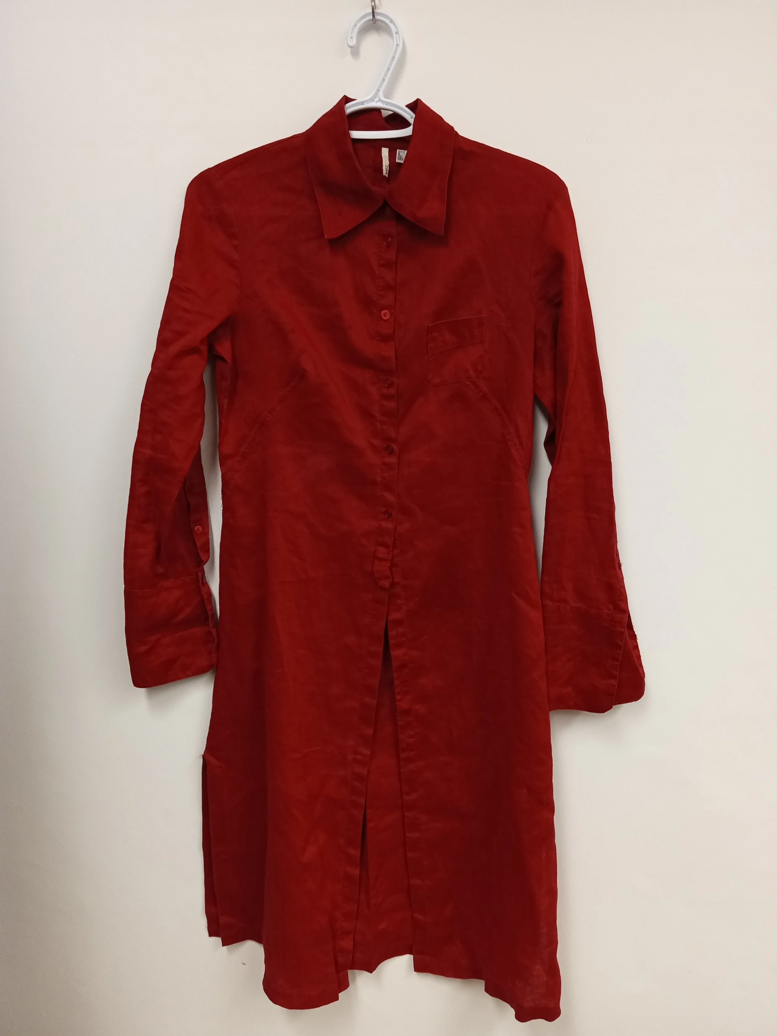 Robe chemise manches longues, rouge, Mango, M