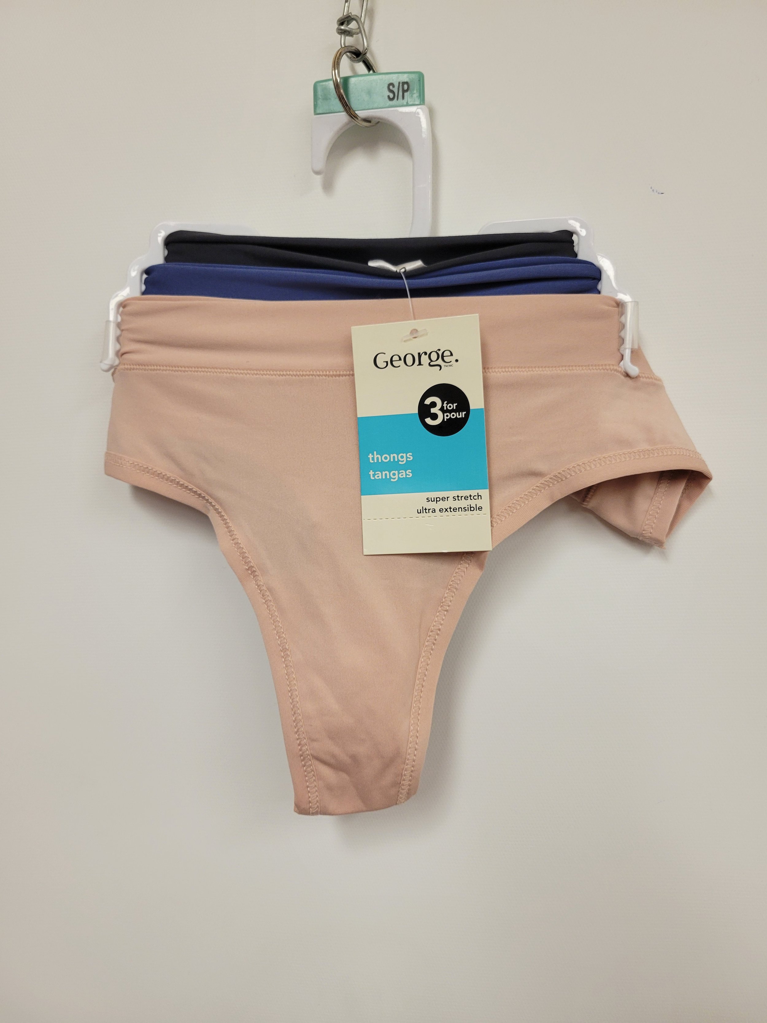 NEUF - 3 culottes tangas, rose, marine et noir, George, S
