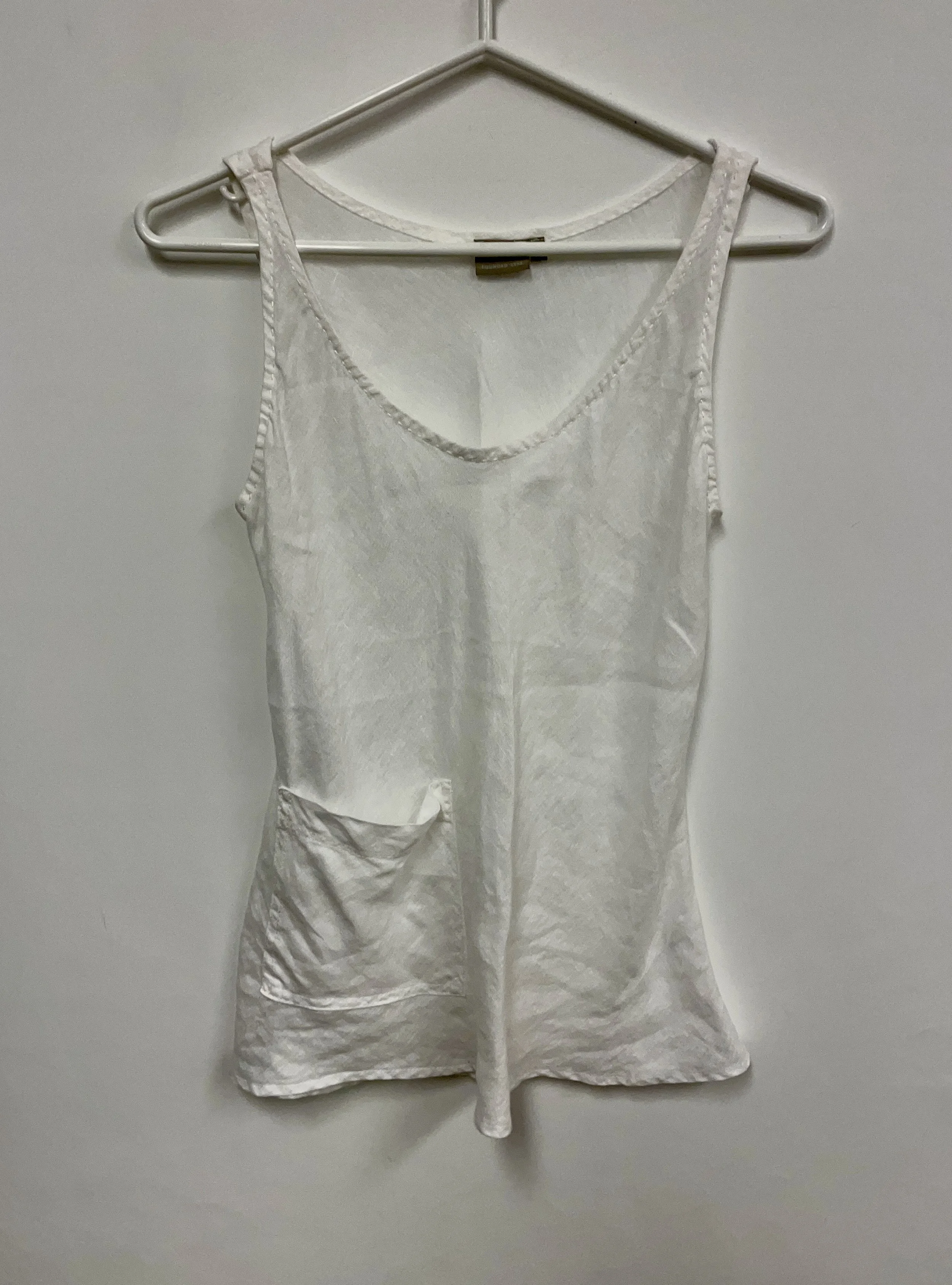 Chemise blanche sans manches, LIBECO, 100% lin, taille M.