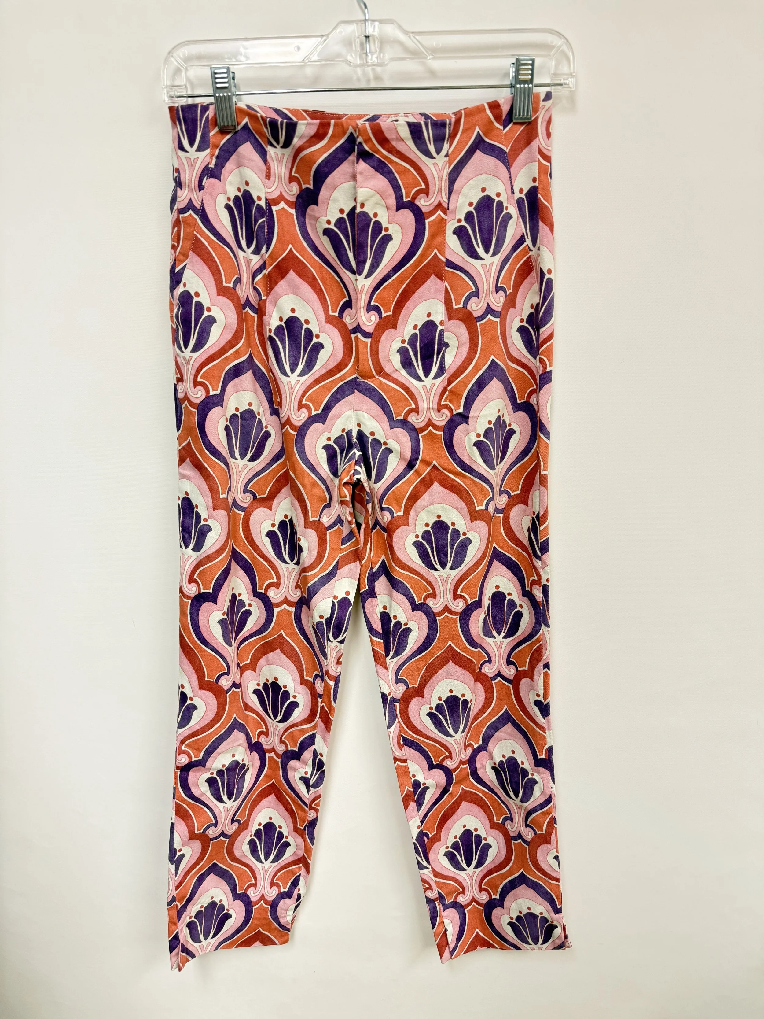 Pantalon cigarette taille haute 7/8 à imprimé rétro, Zara, taille US 2