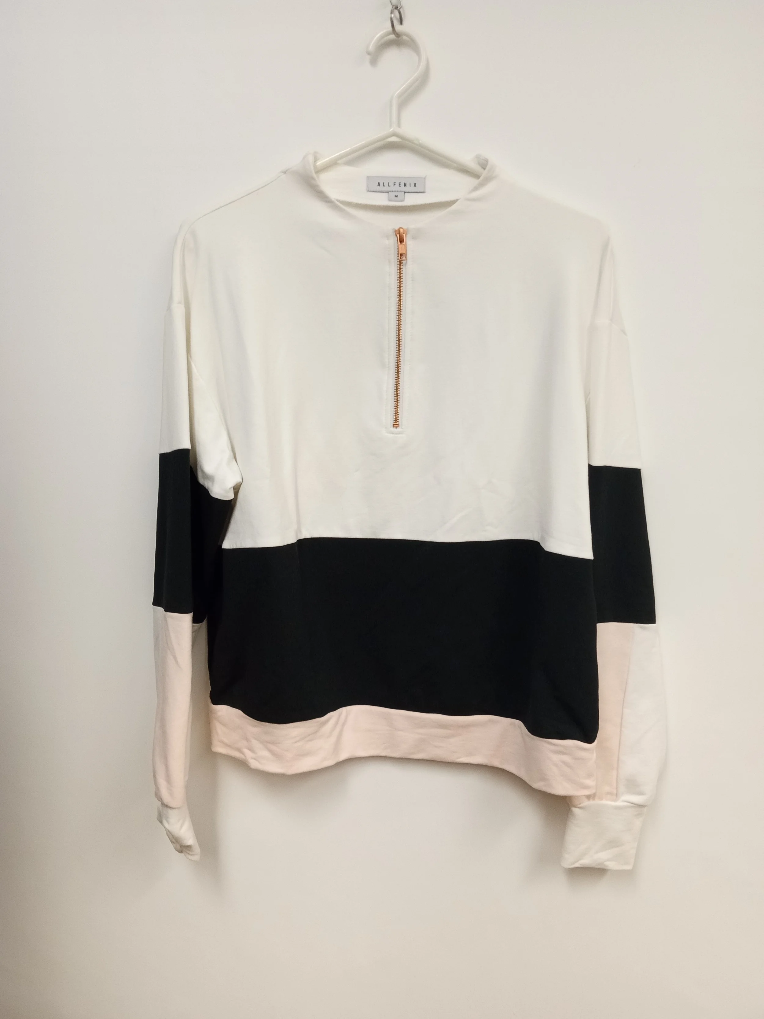 Chandail avec zip, noir blanc et rose, Allfenix, M