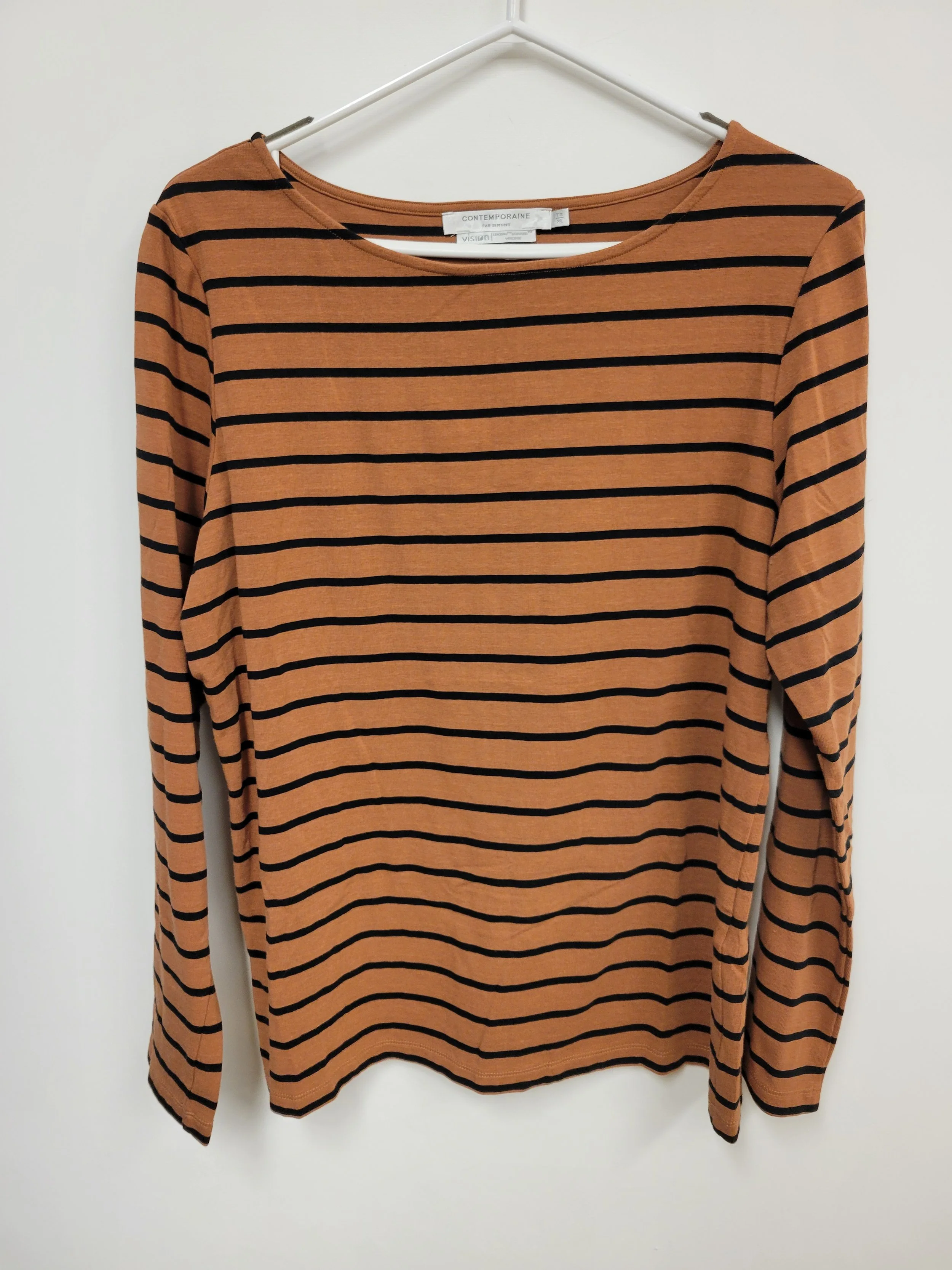 Chandail ligné, col bateau, Contemporaine, XL