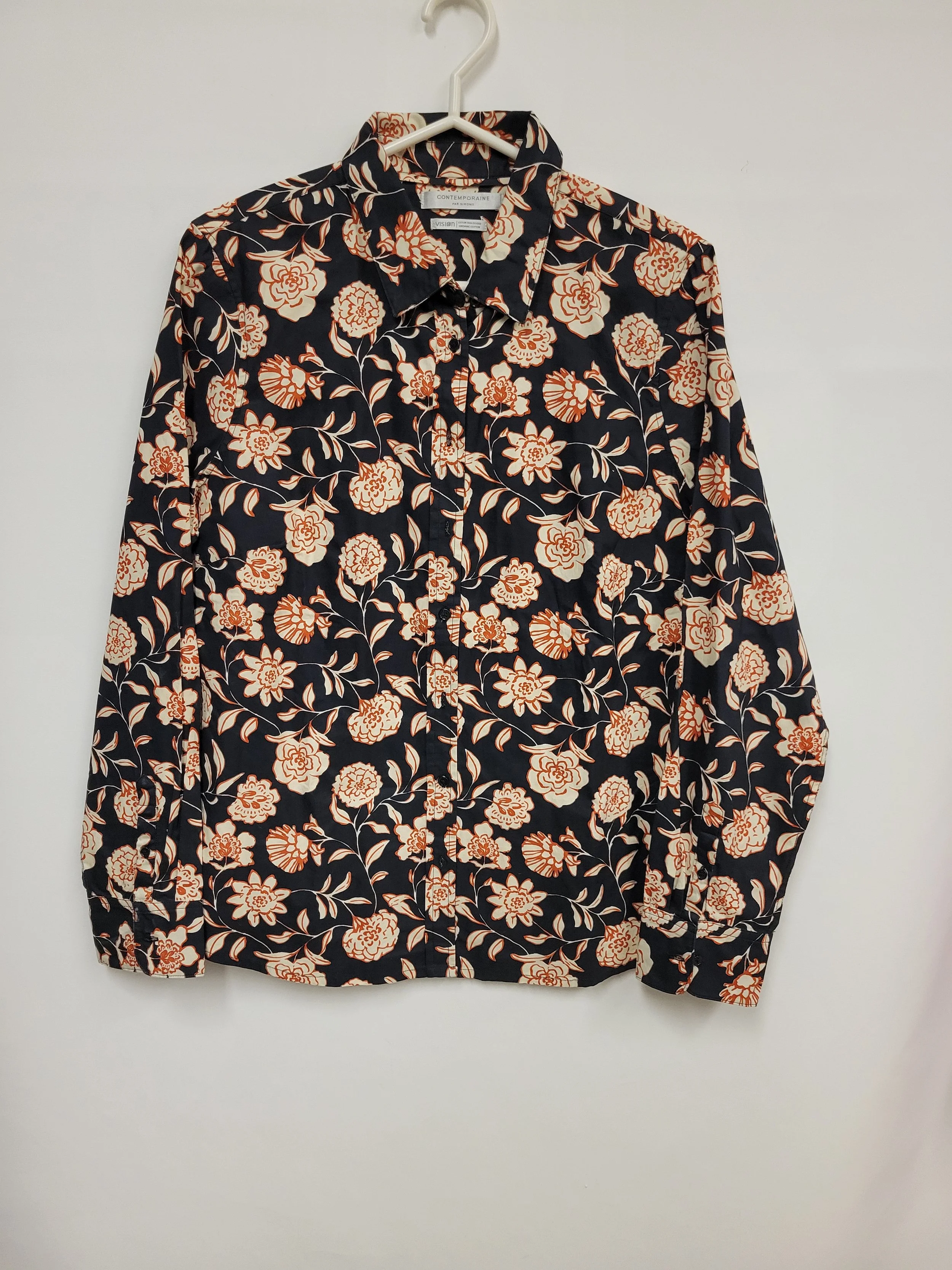 Chemsie noir à fleurs, coton bio, Contemporaine, L