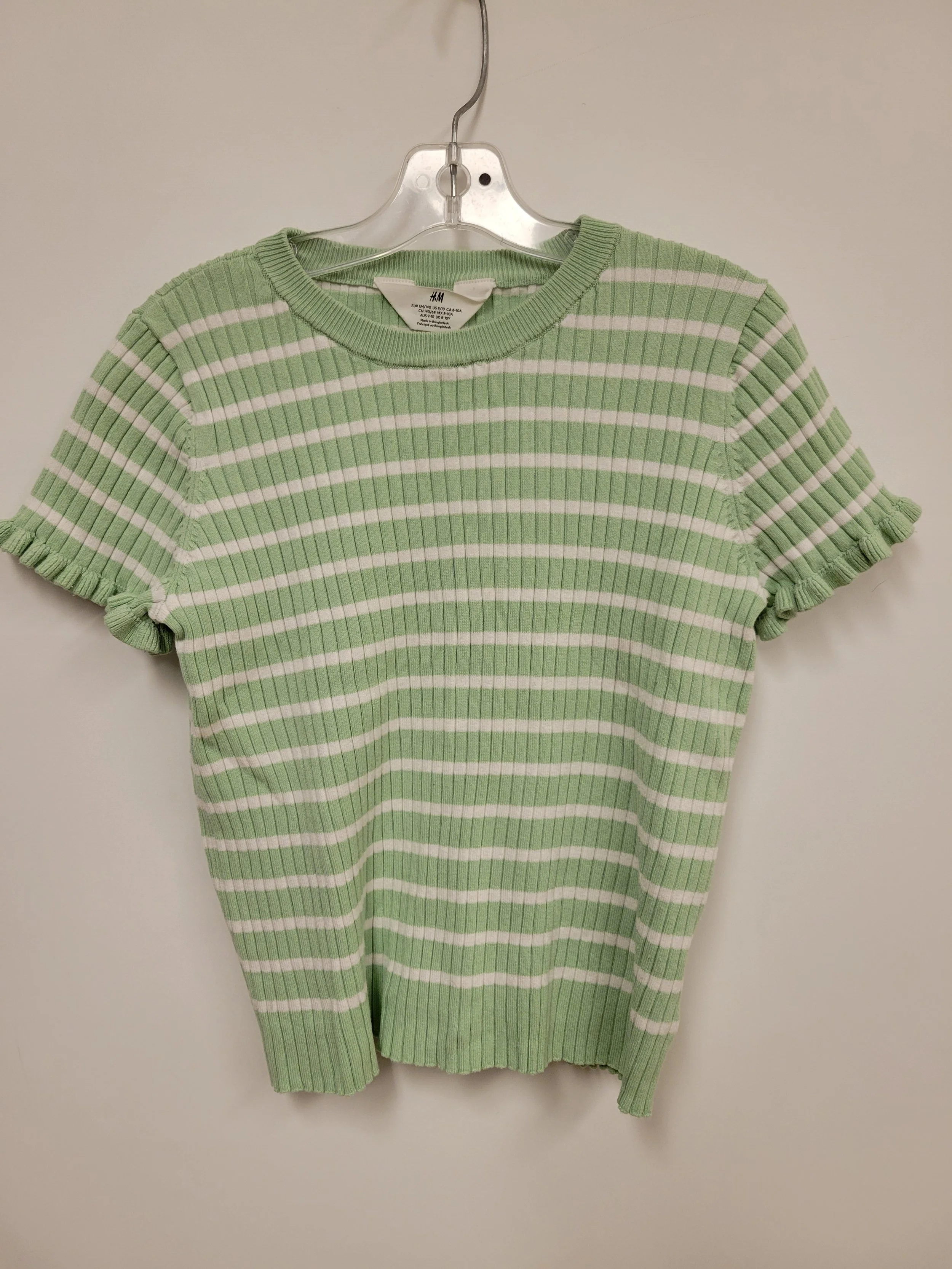 Chandail rayé vert lime, H&M, 8-10 ans