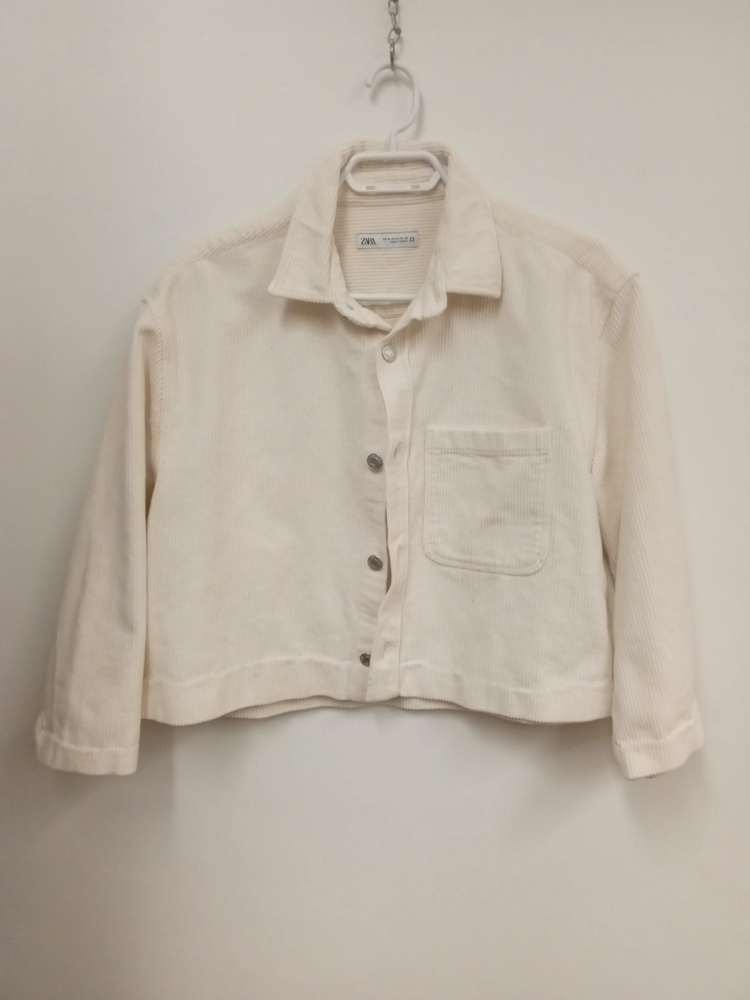 Blouson court en velour côtelé, Crème, ZARA, M