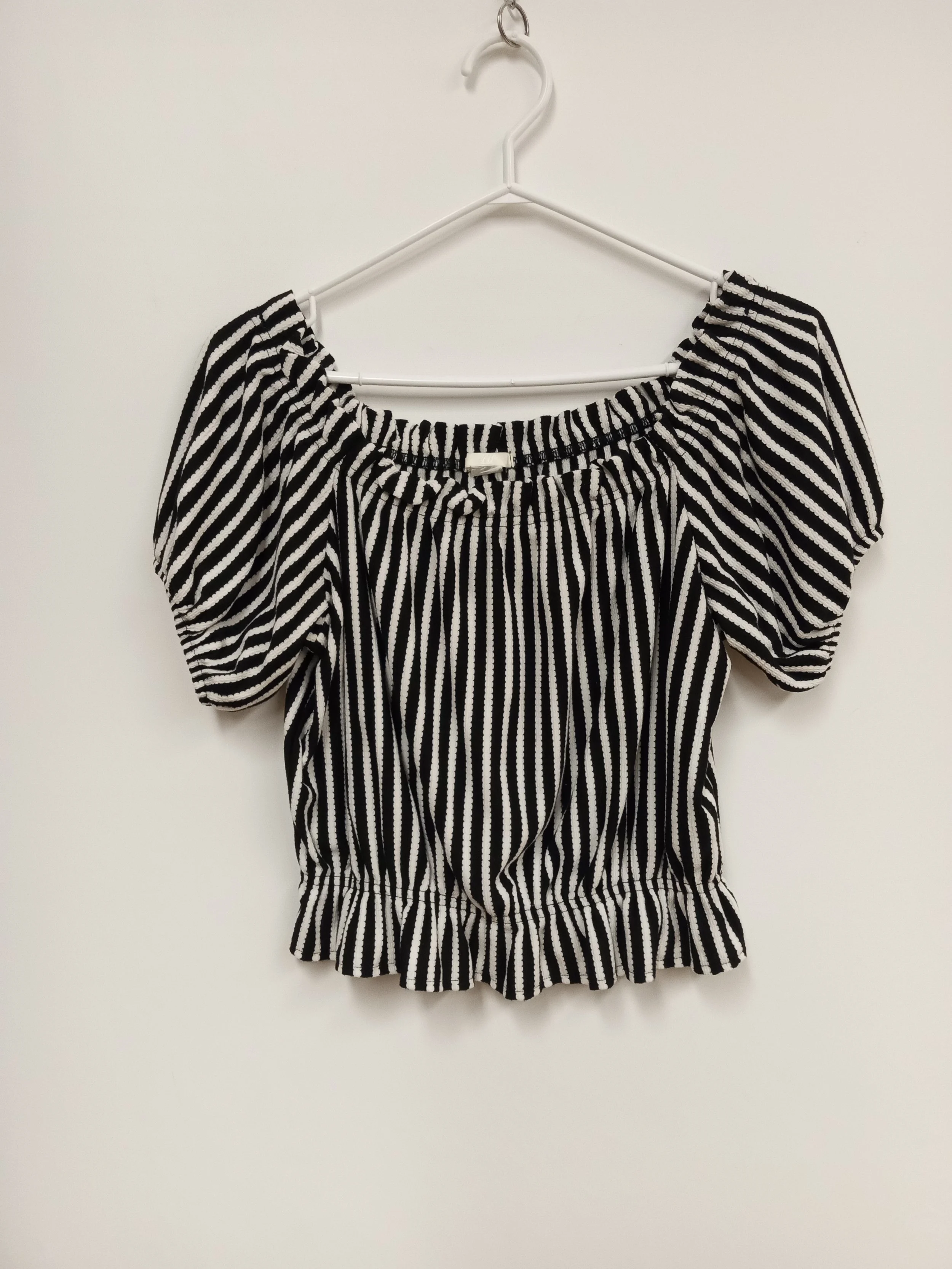Haut manches courtes, rayé noir et blanc, H&M, S