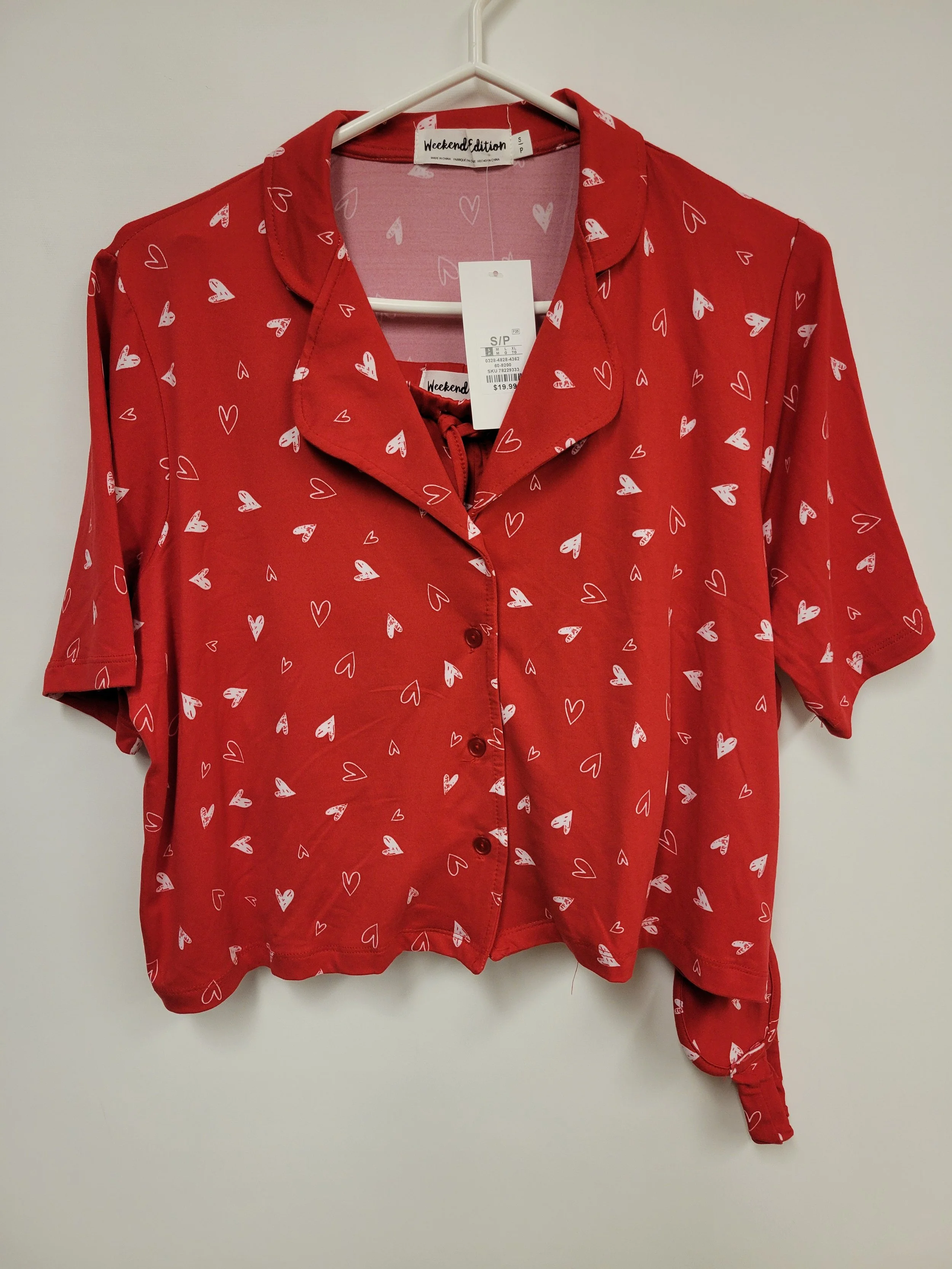 NEUF - Pyjama rouge à coeurs, Weekend Edition, S