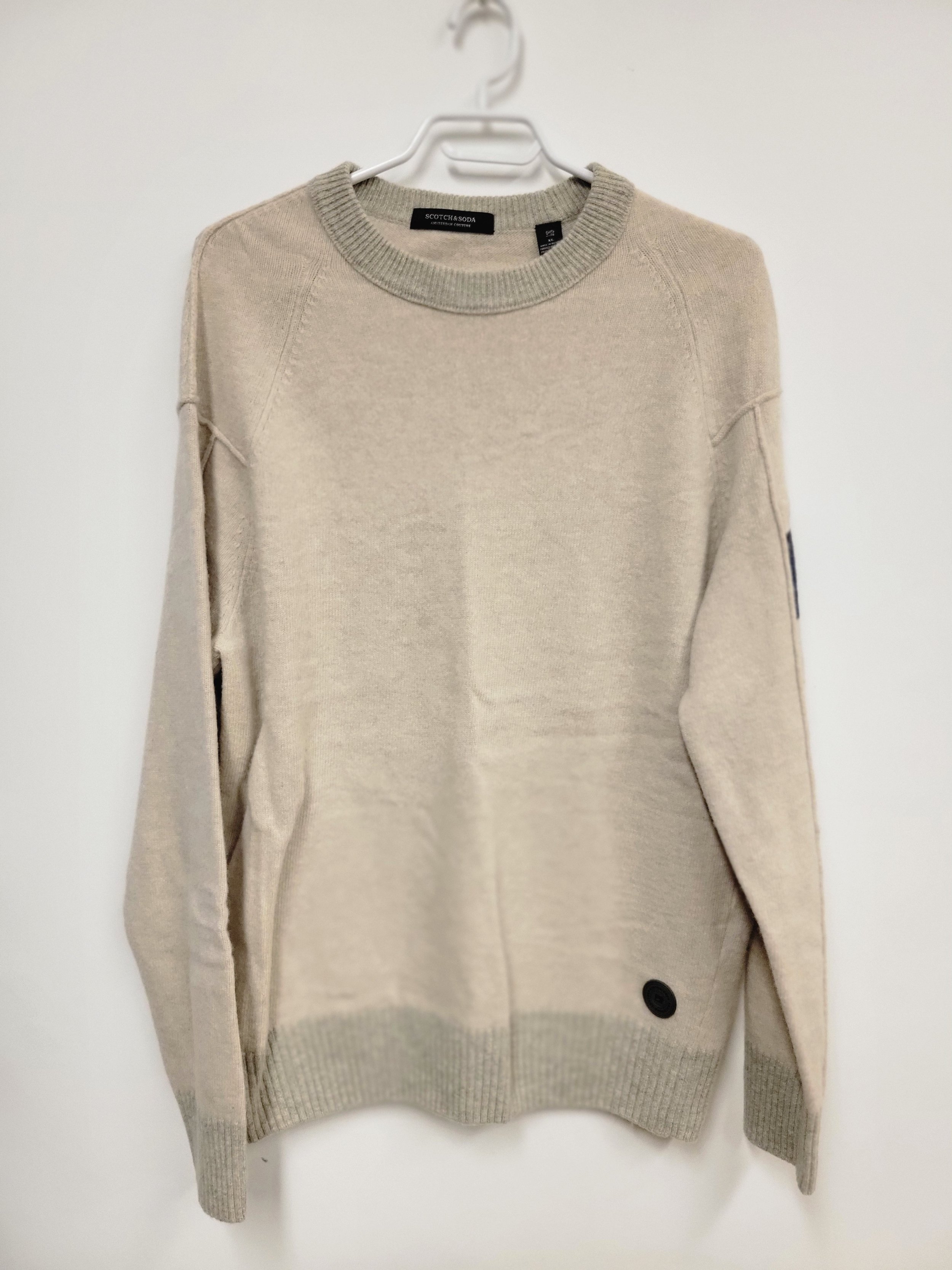Chandail en laine (80%), Beige et gris, SCOTCH & SODA, XL