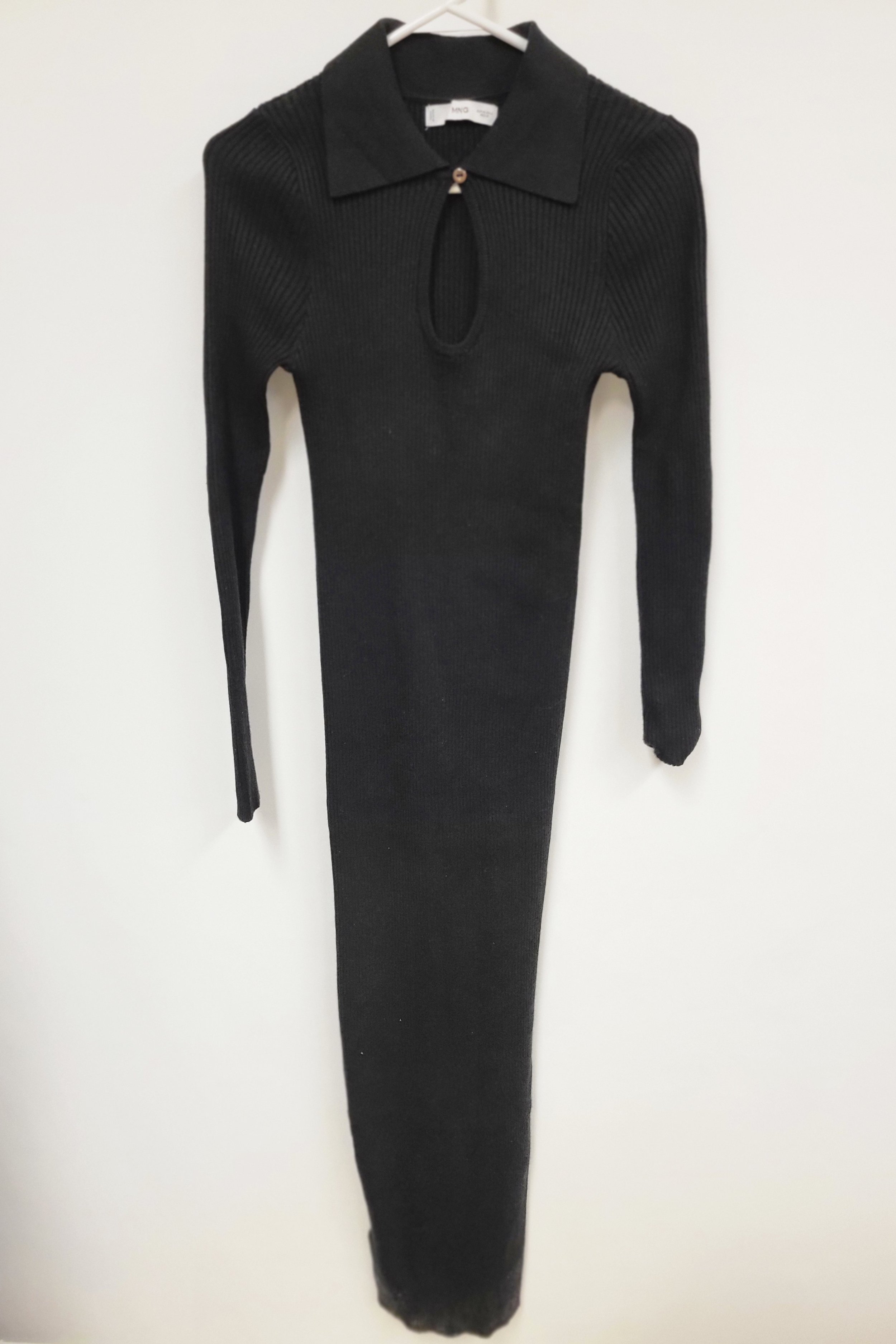 Robe ajustée maxi noire, fentes aux côtés, MNG, M (extensible)