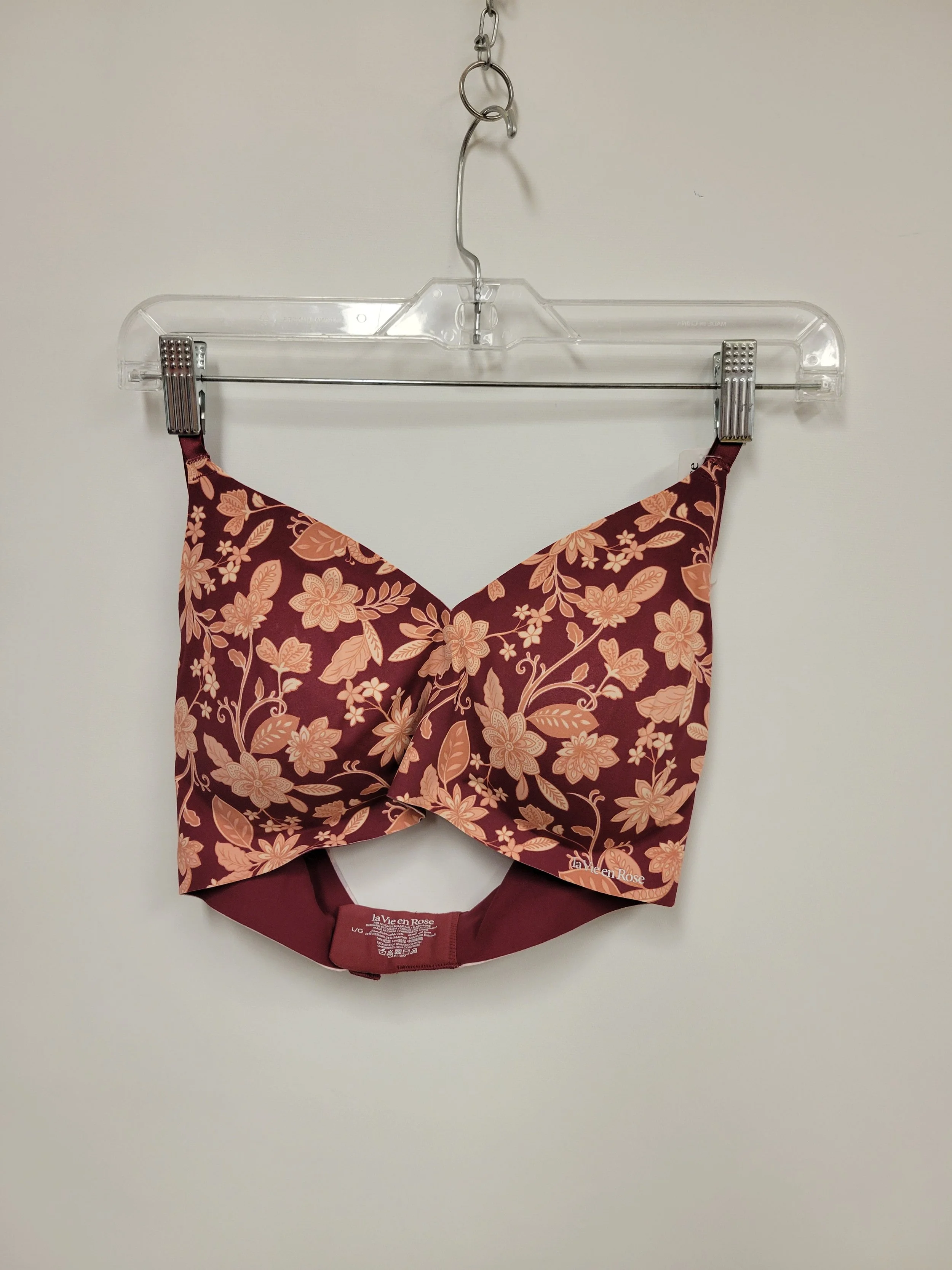 NEUF - Soutien-gorge rouge fleuri sans couture, La vie en rose, L