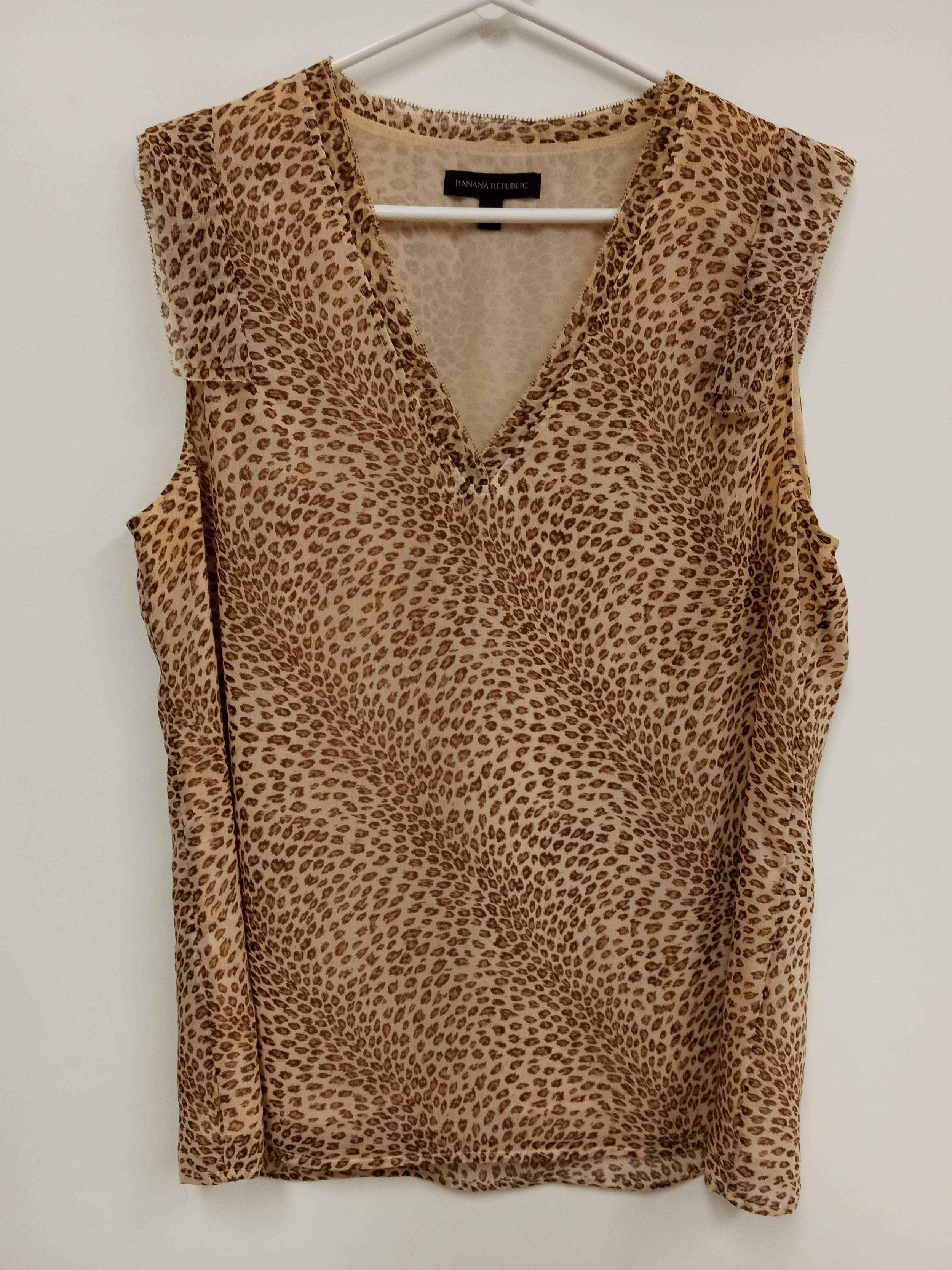 Haut beige sans manches, motif léopard, léger, Banana Republic, L
