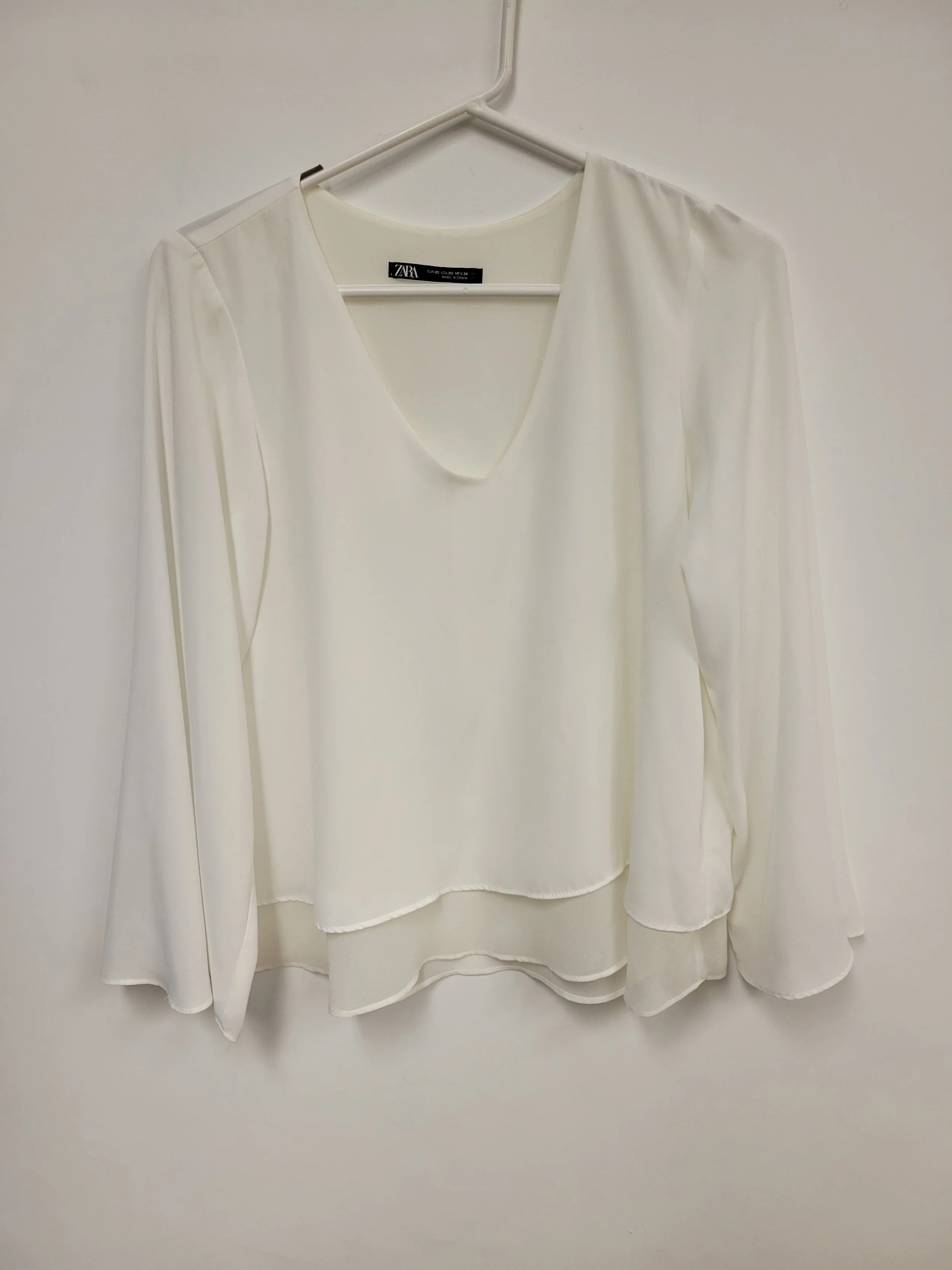Blouse blanche vaporeuse, manches larges, Zara, XS