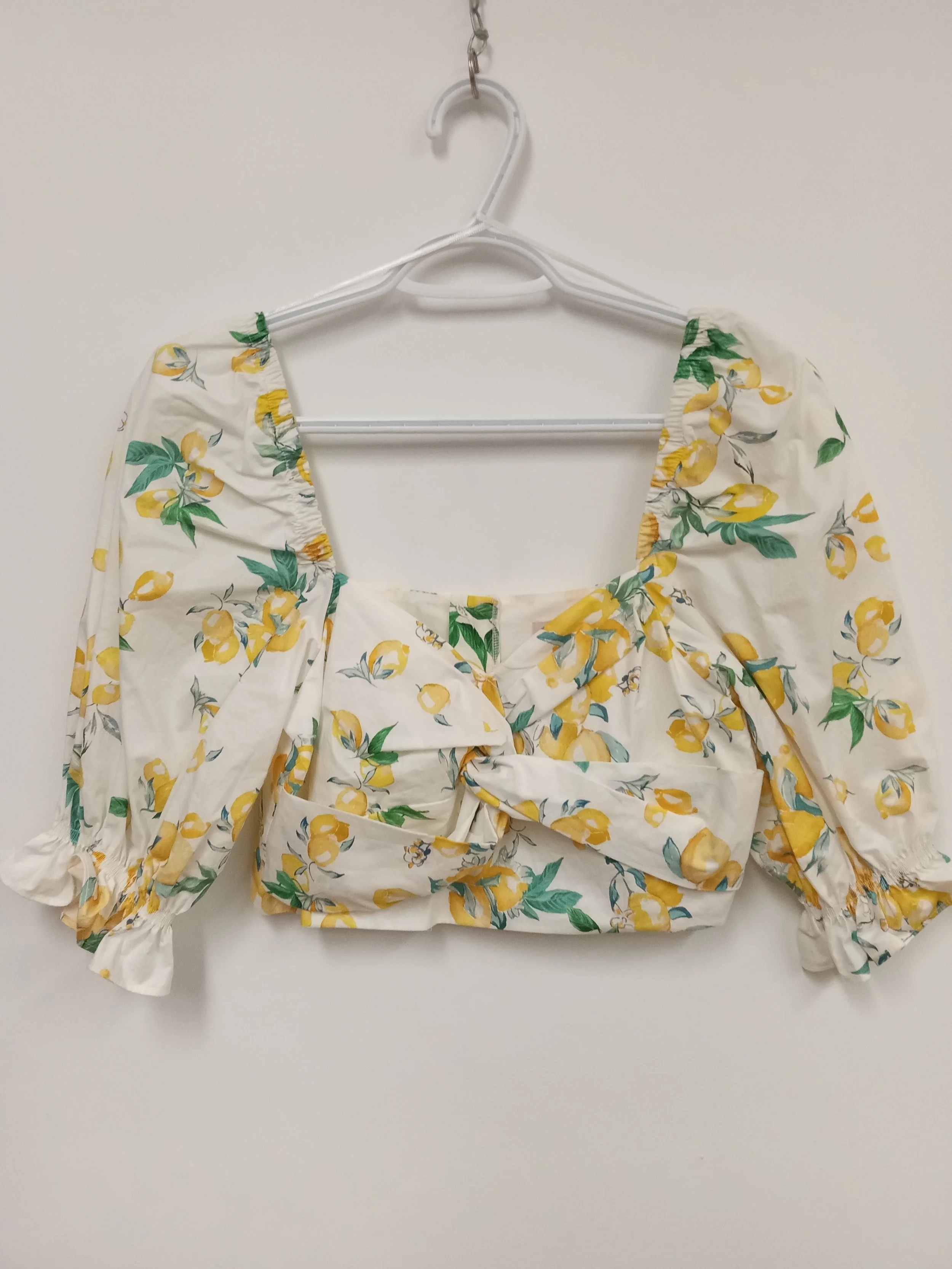 NEUF - Haut bustier avec manches, Motifs de citrons (jaune et vert sur fond crème), H&M, Taille 4