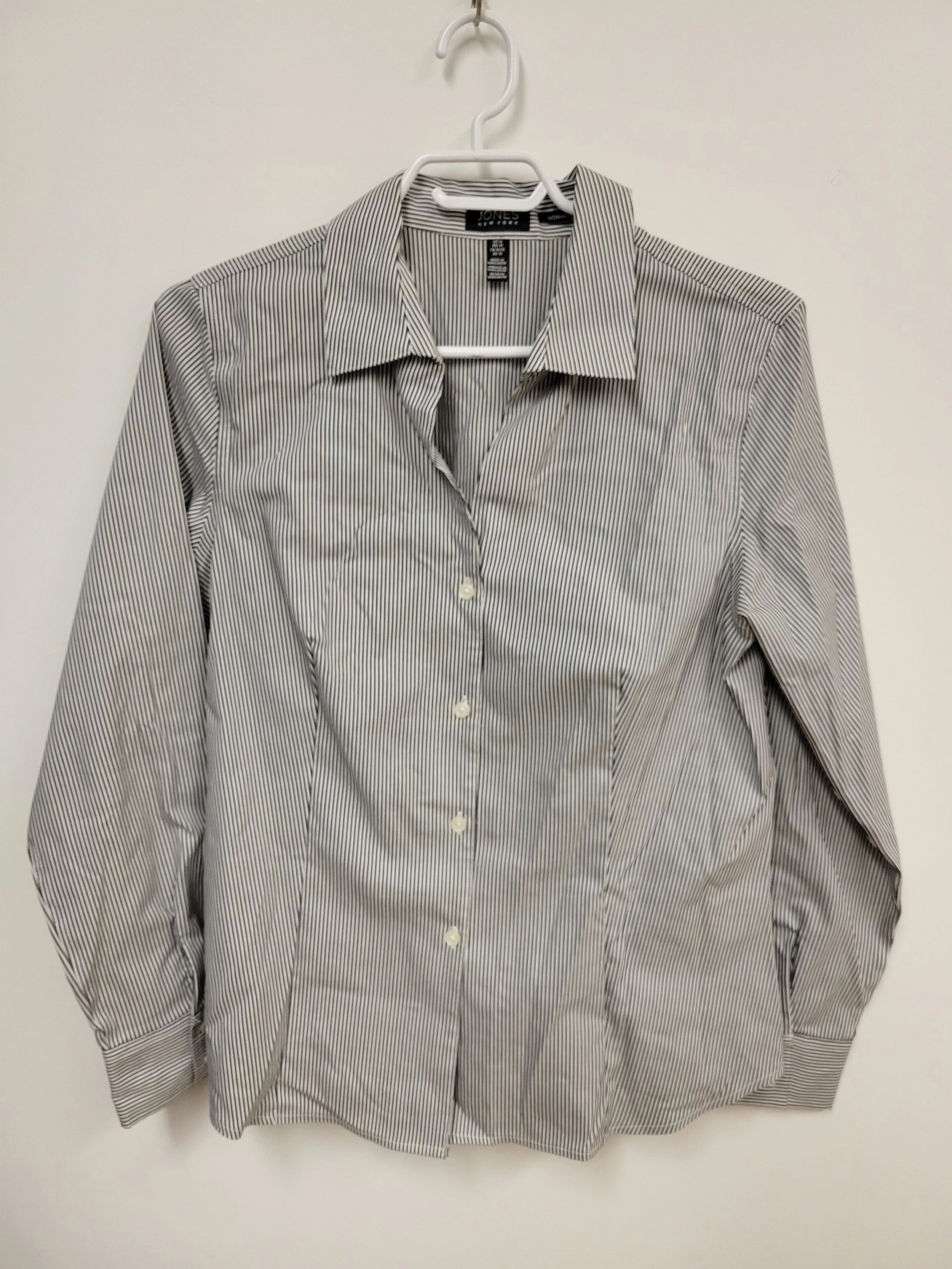 Chemise lignée gris et blanc, Jones New-York, Medium