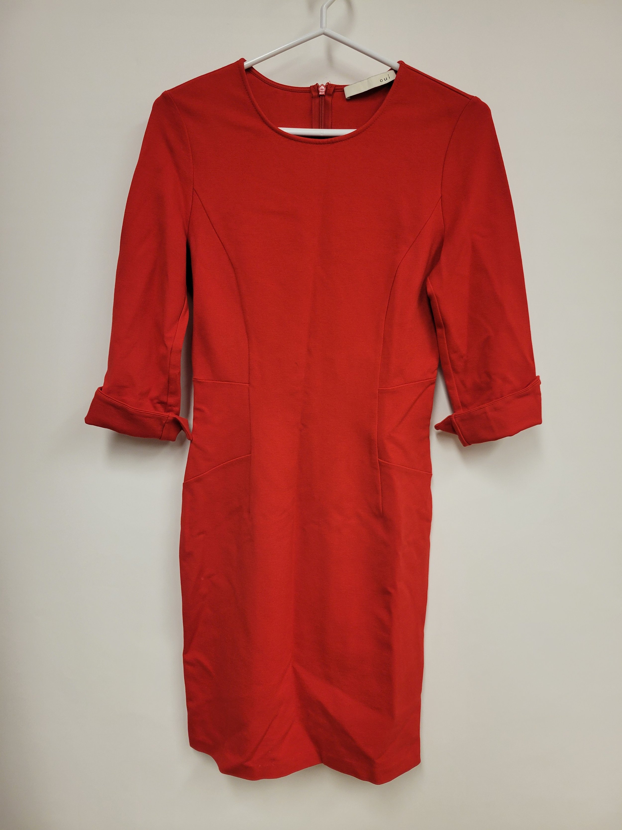 Robe mi-longue rouge, viscose et polyamide, Oui, taille 2