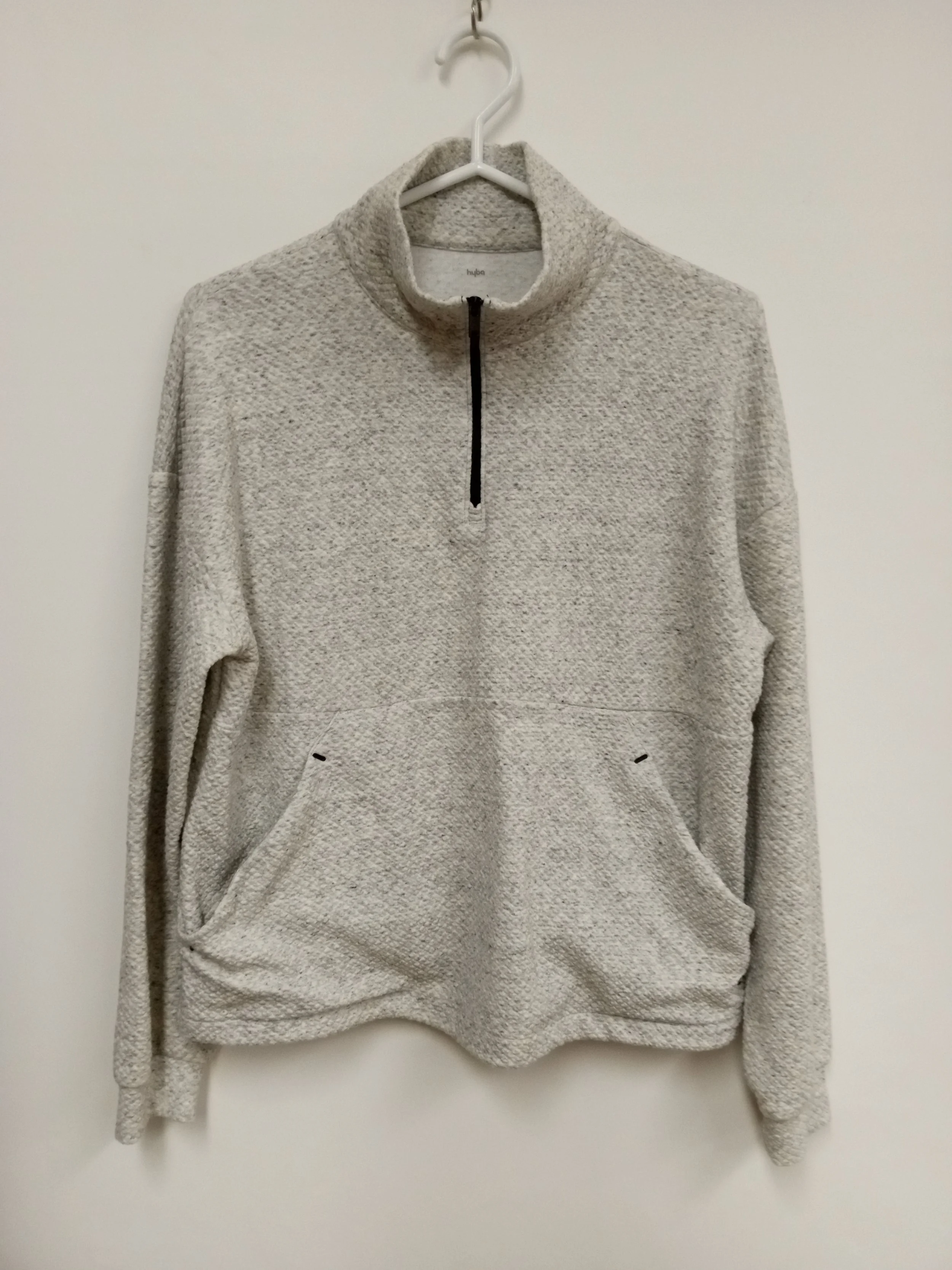 Veste sport grise 60% coton, 1/4 zip, Hyba, S