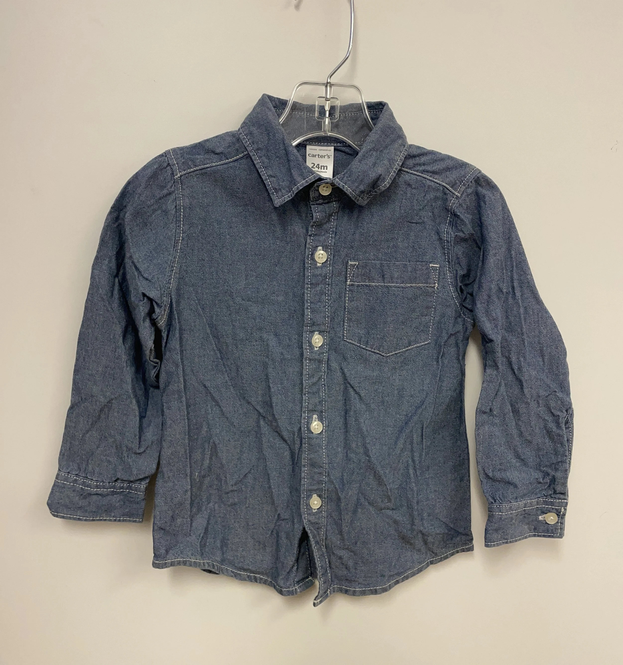 Chemise bleue légère, CARYER'S, 100% cotton, taille 24 mois.