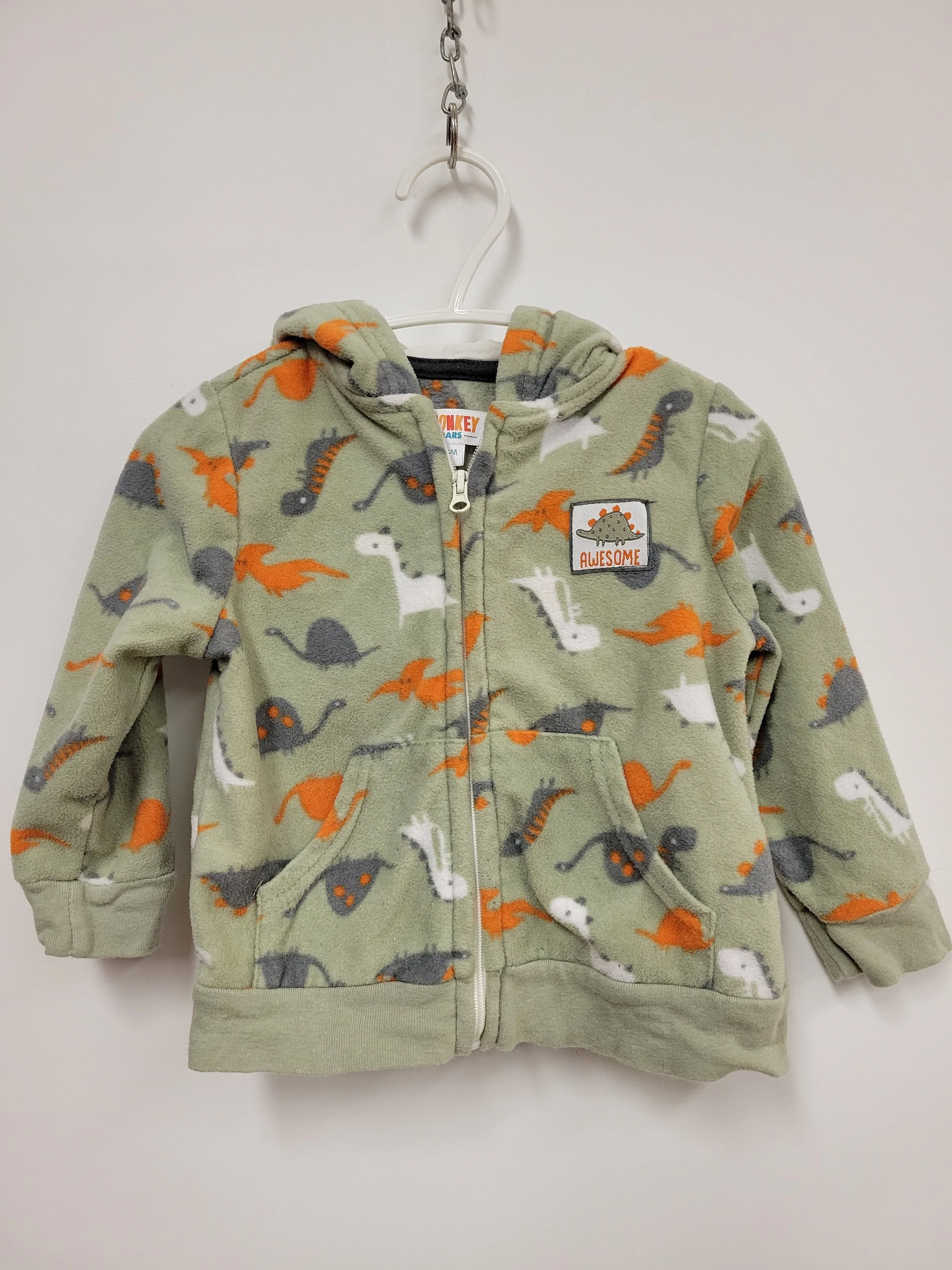 Chandail en polar, Motifs de dragons, Vert, gris et orangé, MONKEY BARS, 8 mois