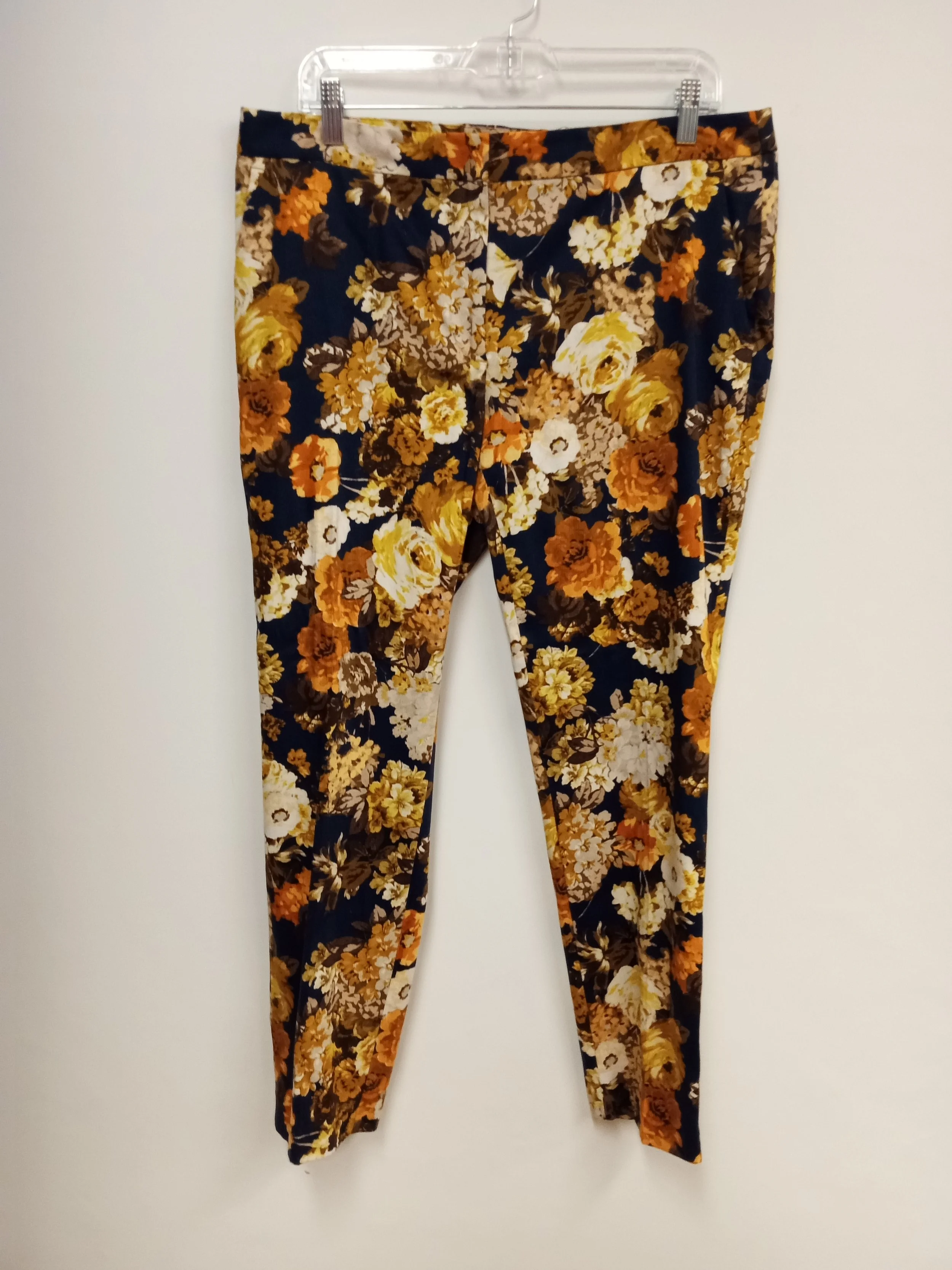Pantalon marine, motif fleuri, Zara, XL