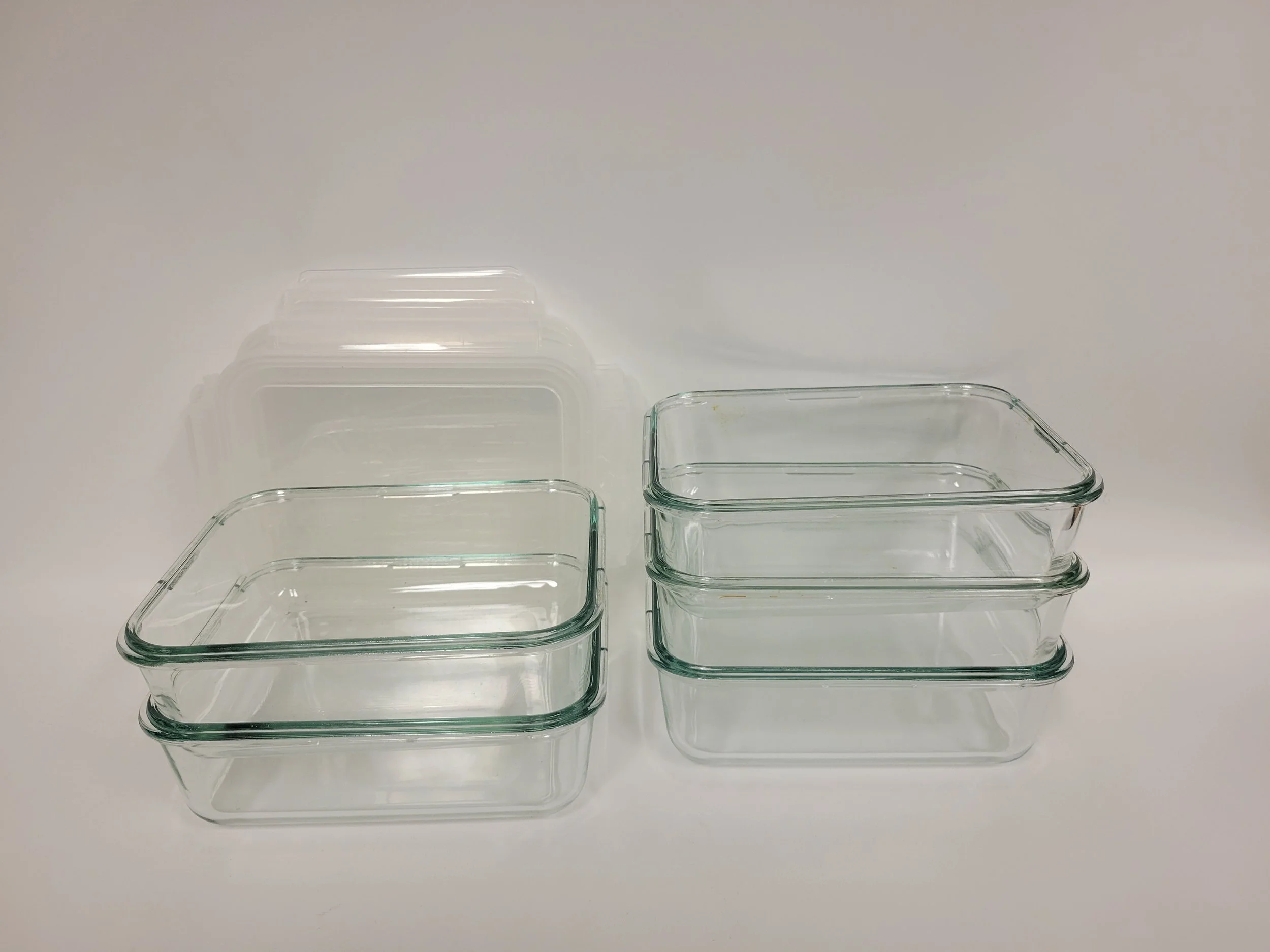 lot 5 plats en verre 6 x 8 po, starfrit